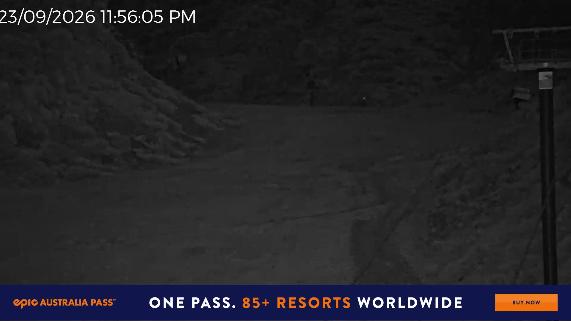 Mt Hotham Slalom Gully snow cam captured at 23 September 2026 at 11:56 pm AEST