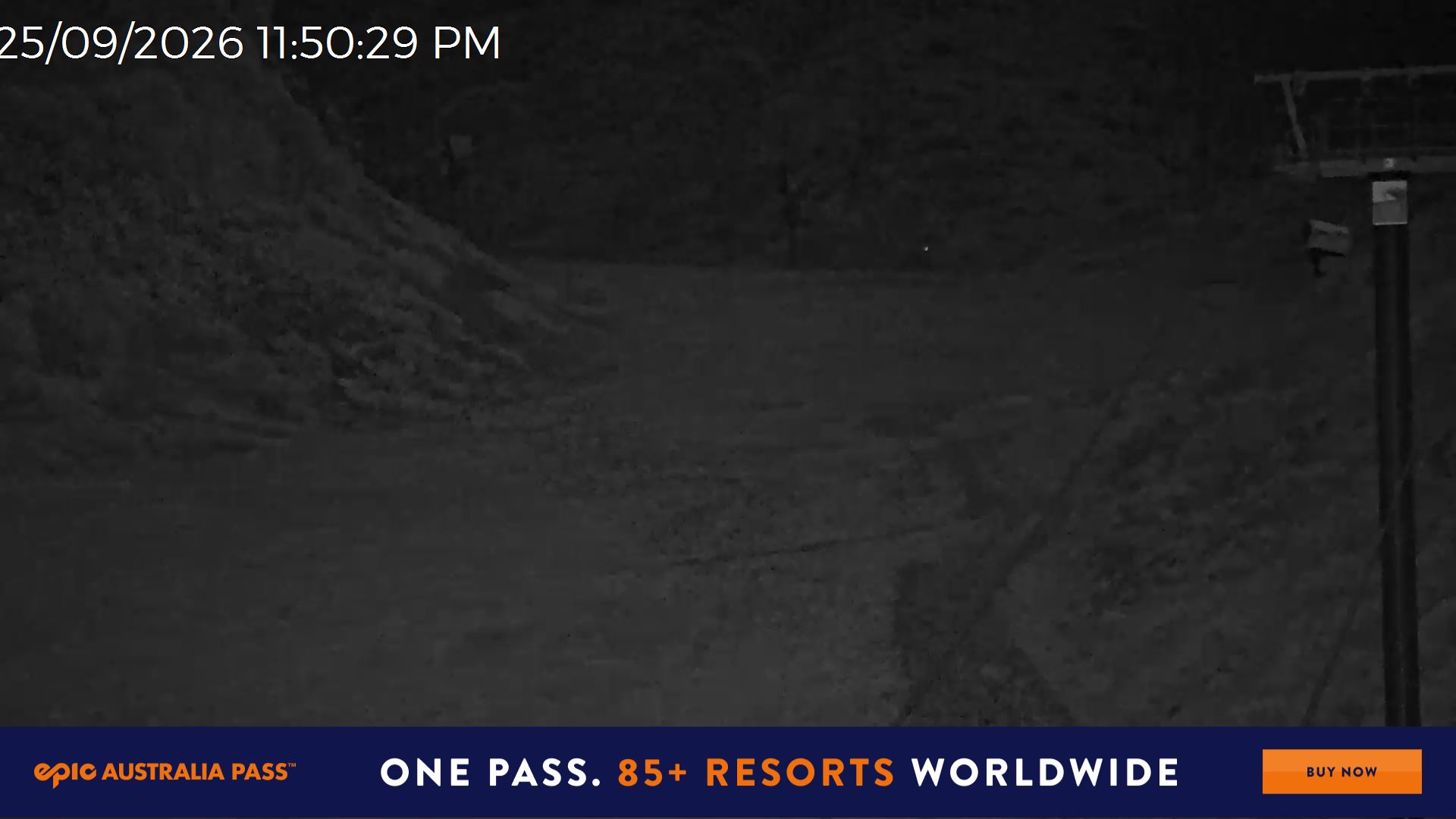 Mt Hotham Slalom Gully snow cam captured at 25 September 2026 at 11:50 pm AEST
