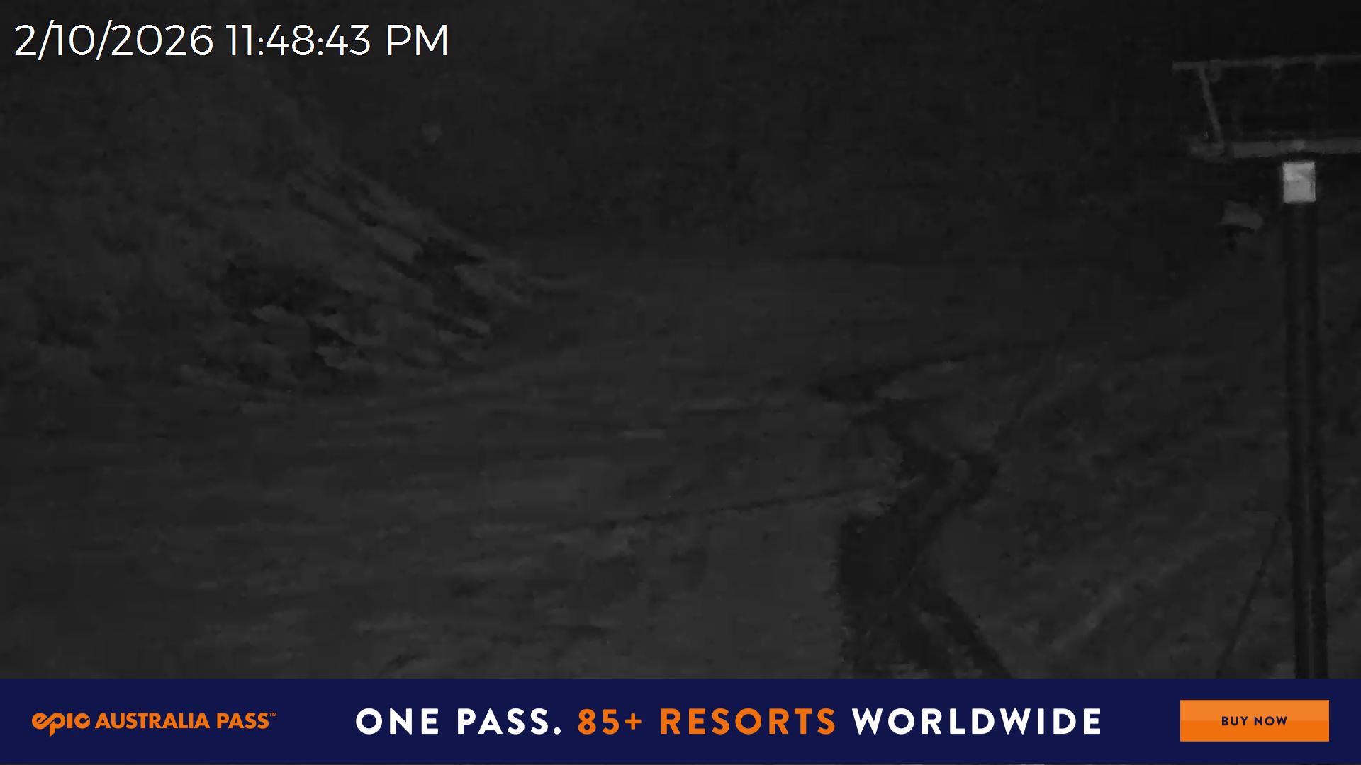 Mt Hotham Slalom Gully snow cam captured at 2 October 2026 at 11:49 pm AEST
