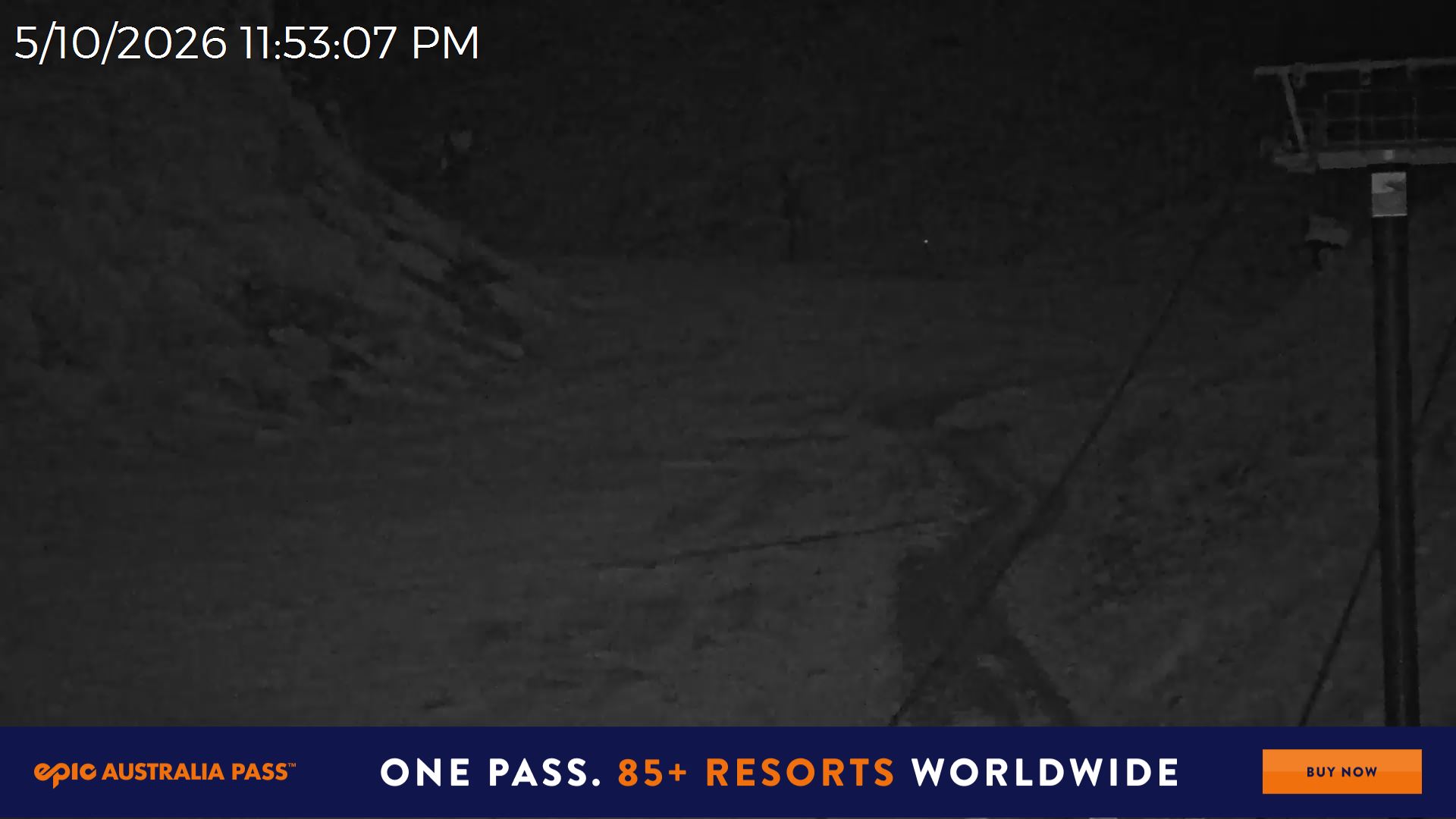 Mt Hotham Slalom Gully snow cam captured at 5 October 2026 at 11:53 pm AEDT