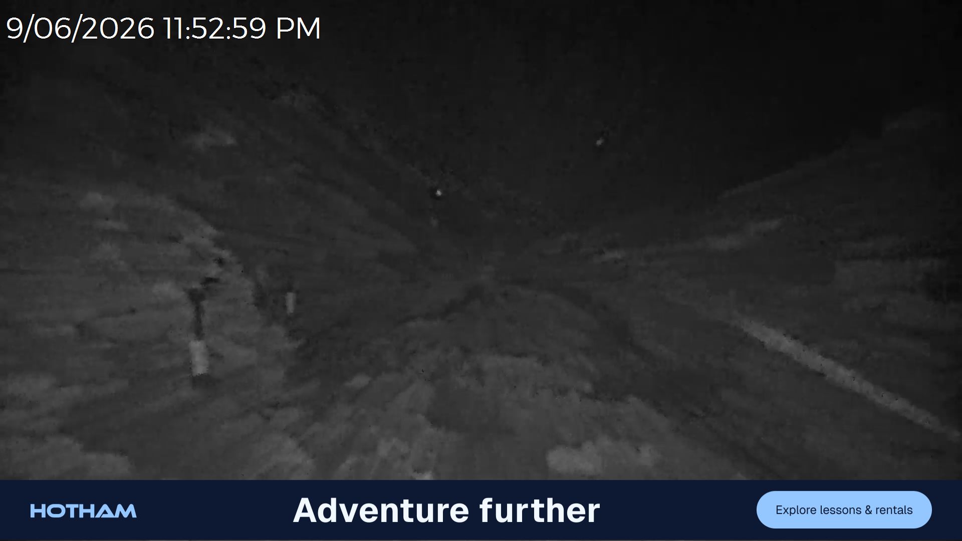 Mt Hotham Snake Gully snow cam captured at 9 June 2026 at 11:54 pm AEST