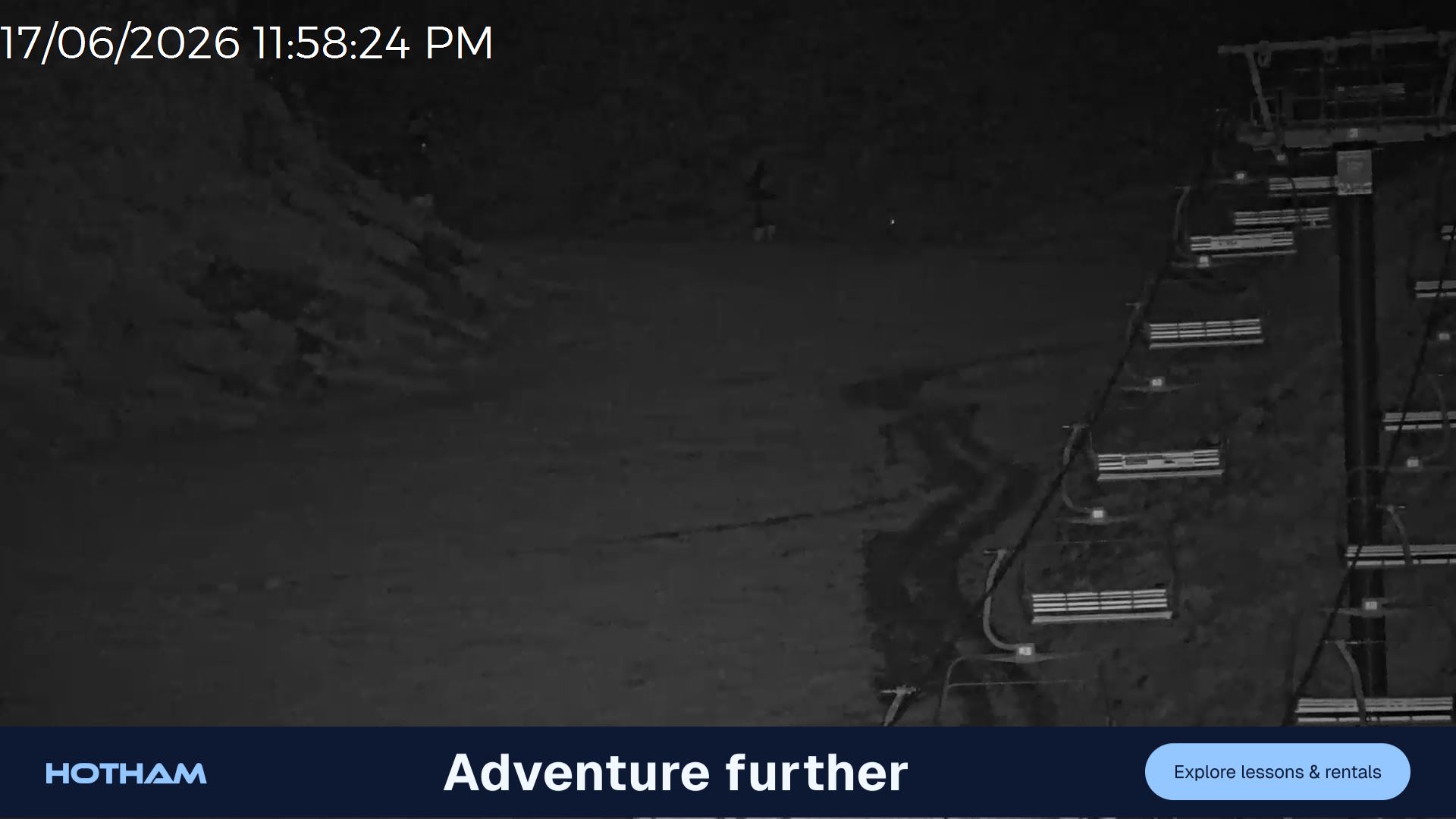 Mt Hotham Snake Gully snow cam captured at 17 June 2026 at 11:58 pm AEST
