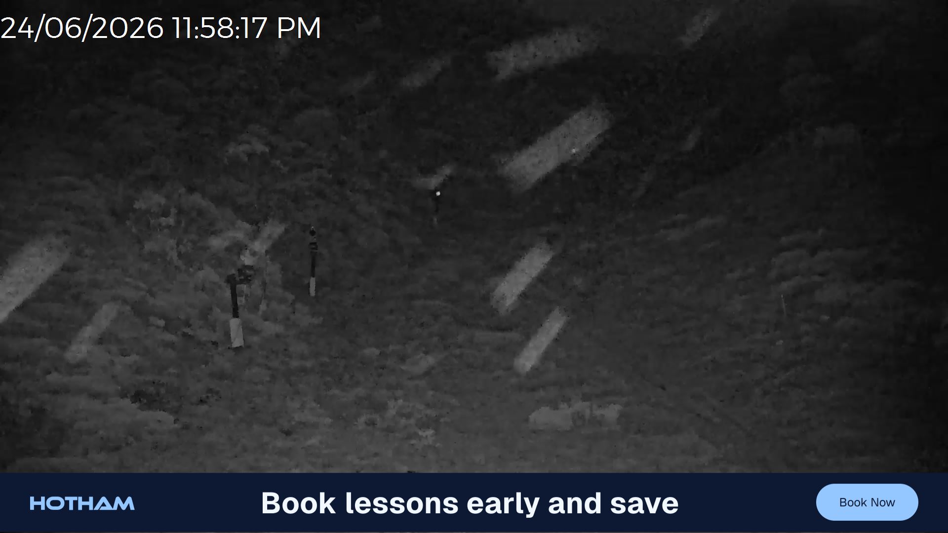 Mt Hotham Snake Gully snow cam captured at 24 June 2026 at 11:58 pm AEST