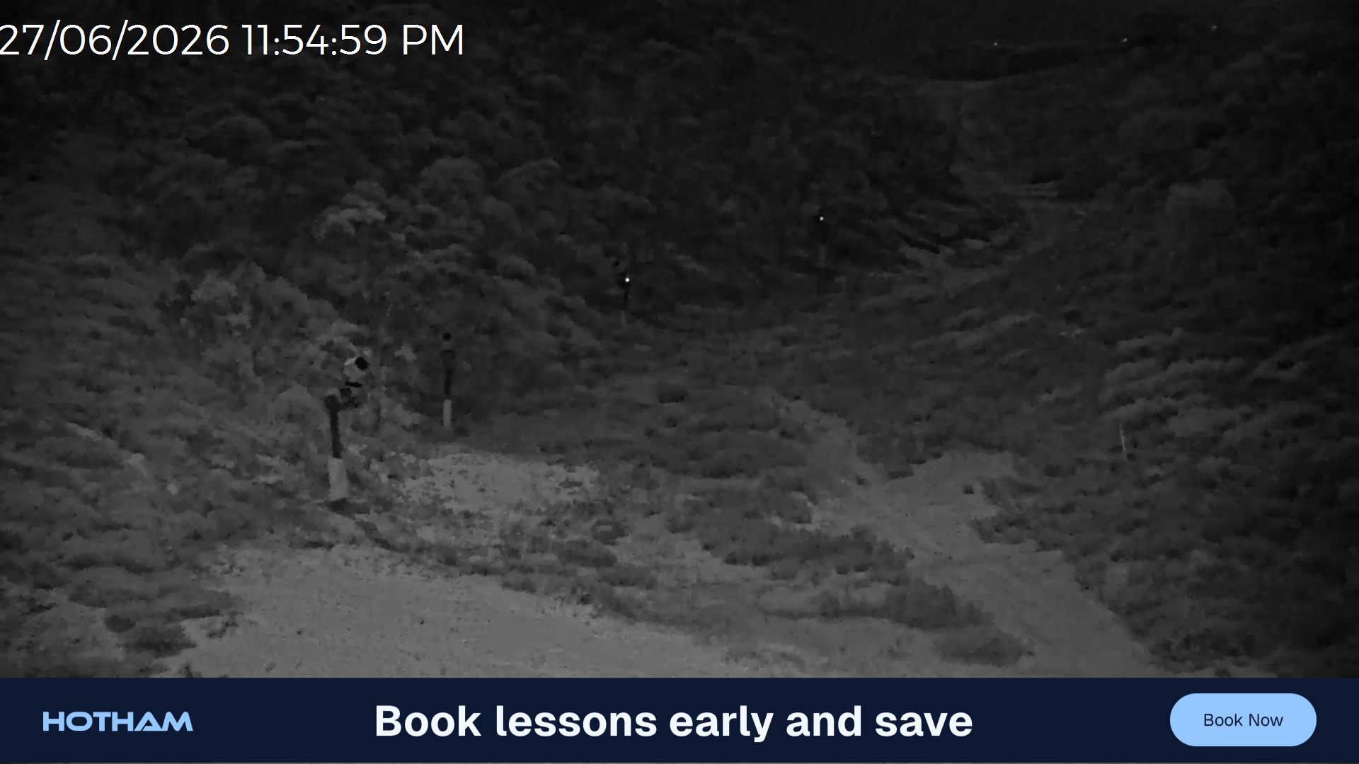 Mt Hotham Snake Gully snow cam captured at 27 June 2026 at 11:55 pm AEST