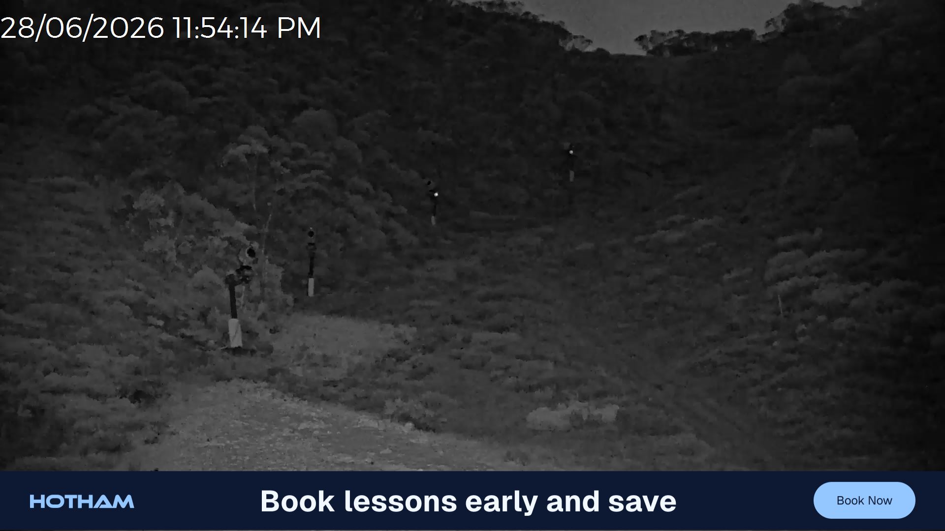 Mt Hotham Snake Gully snow cam captured at 28 June 2026 at 11:55 pm AEST