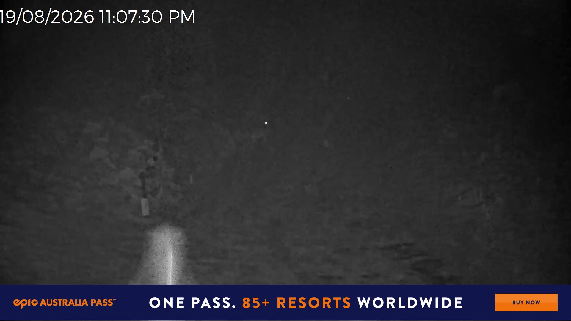 Mt Hotham Snake Gully snow cam captured at 19 August 2026 at 11:15 pm AEST