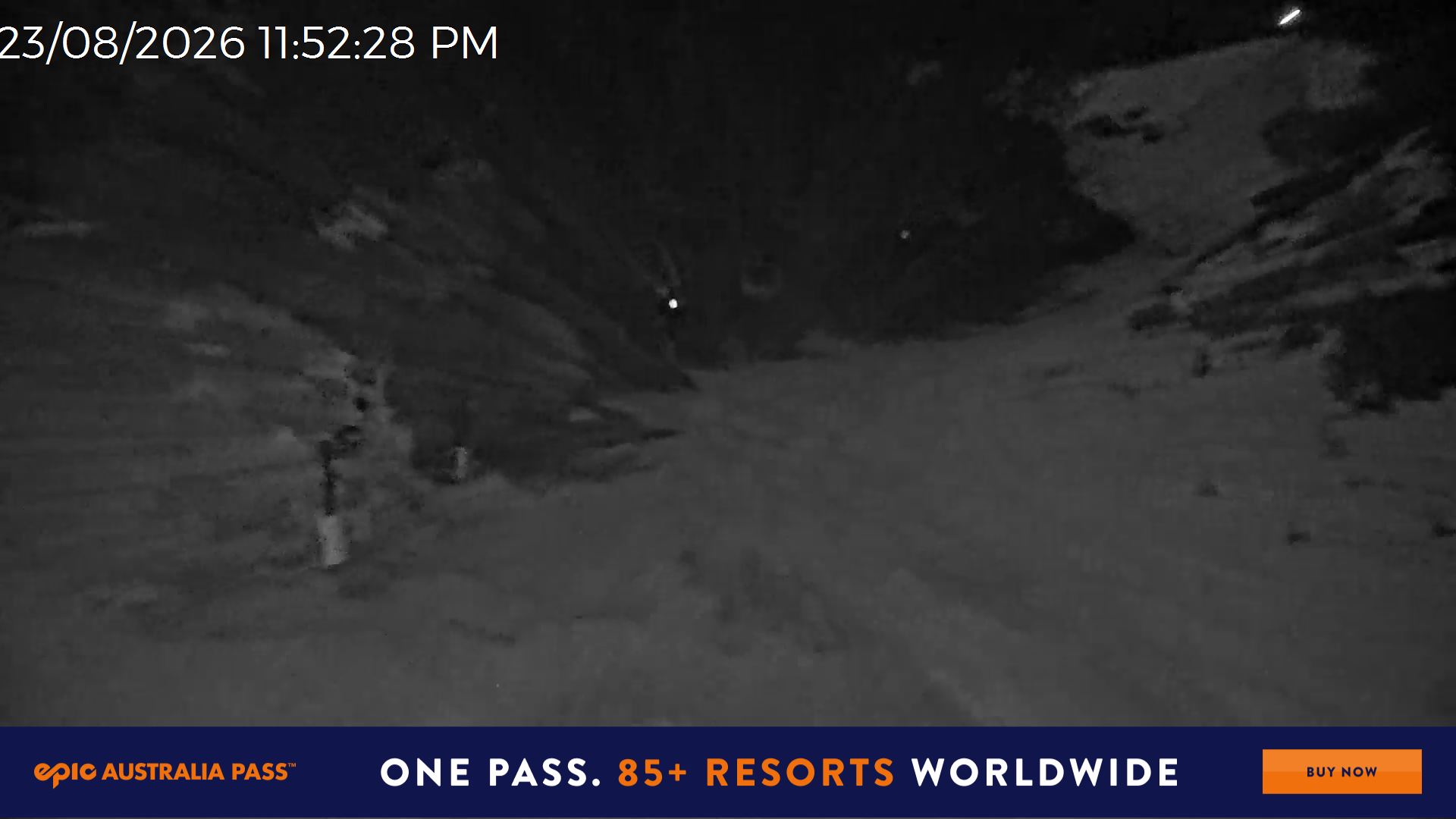 Mt Hotham Snake Gully snow cam captured at 23 August 2026 at 11:52 pm AEST