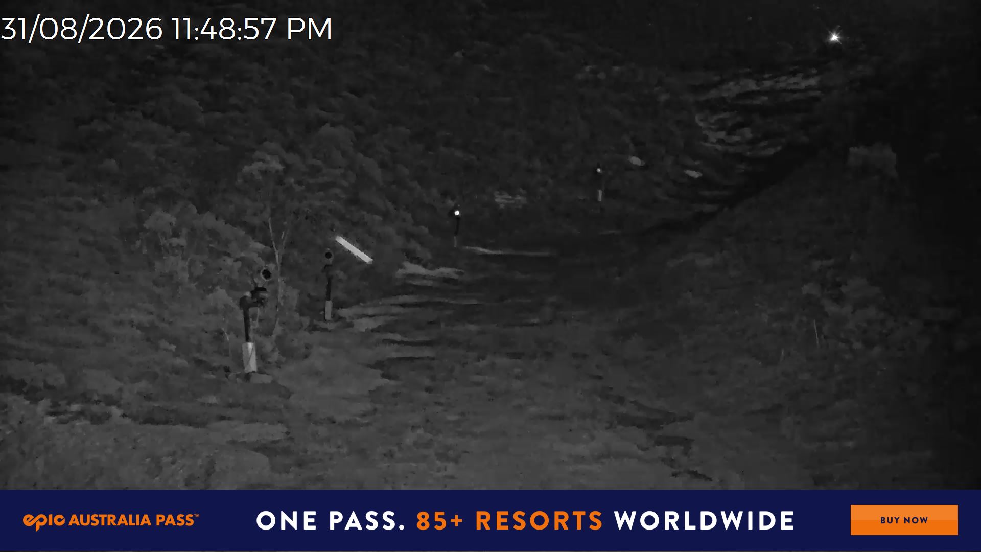 Mt Hotham Snake Gully snow cam captured at 31 August 2026 at 11:49 pm AEST