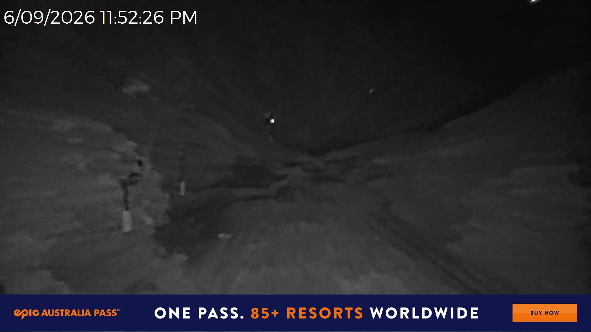 Mt Hotham Snake Gully snow cam captured at 6 September 2026 at 11:53 pm AEST