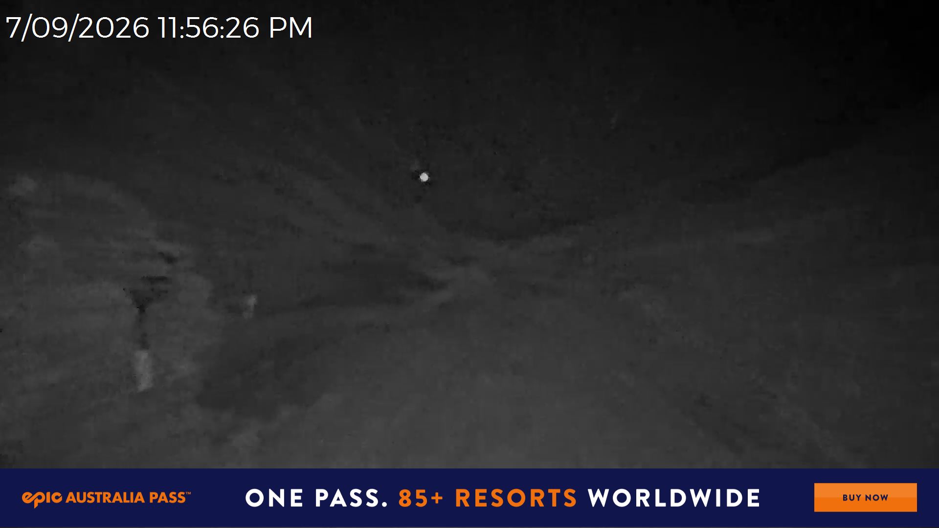 Mt Hotham Snake Gully snow cam captured at 7 September 2026 at 11:57 pm AEST