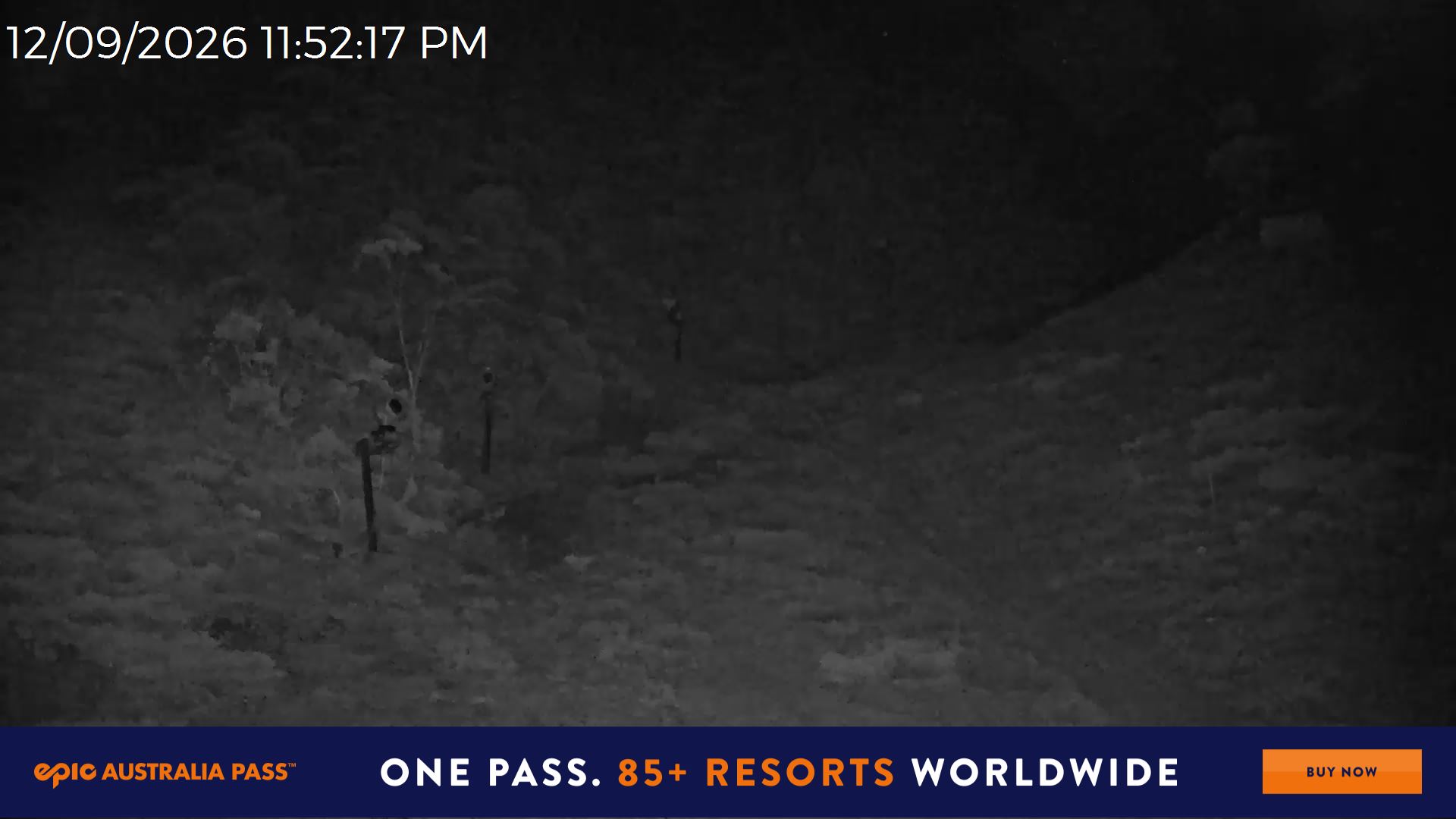 Mt Hotham Snake Gully snow cam captured at 12 September 2026 at 11:53 pm AEST