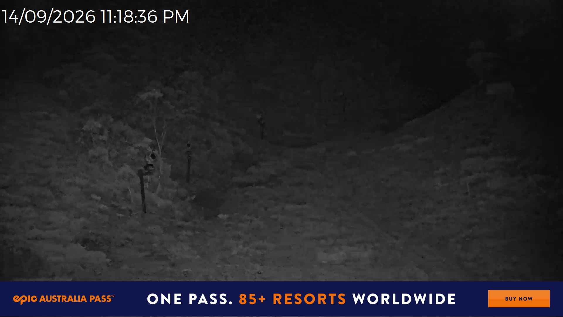Mt Hotham Snake Gully snow cam captured at 14 September 2026 at 11:19 pm AEST