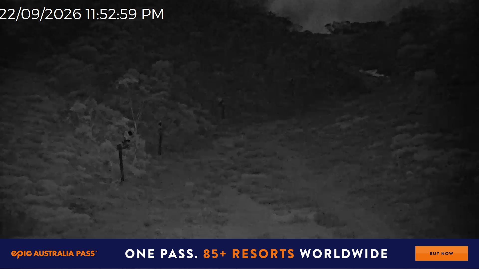 Mt Hotham Snake Gully snow cam captured at 22 September 2026 at 11:54 pm AEST