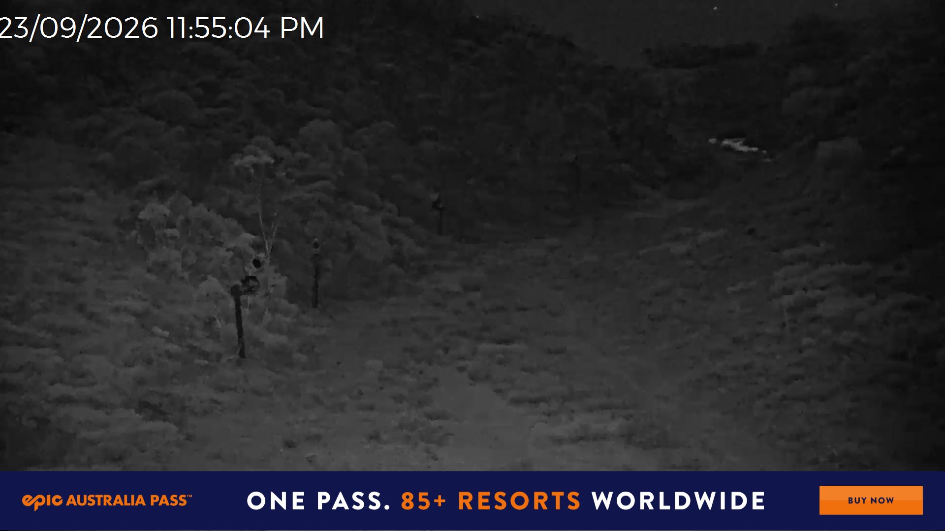 Mt Hotham Snake Gully snow cam captured at 23 September 2026 at 11:56 pm AEST