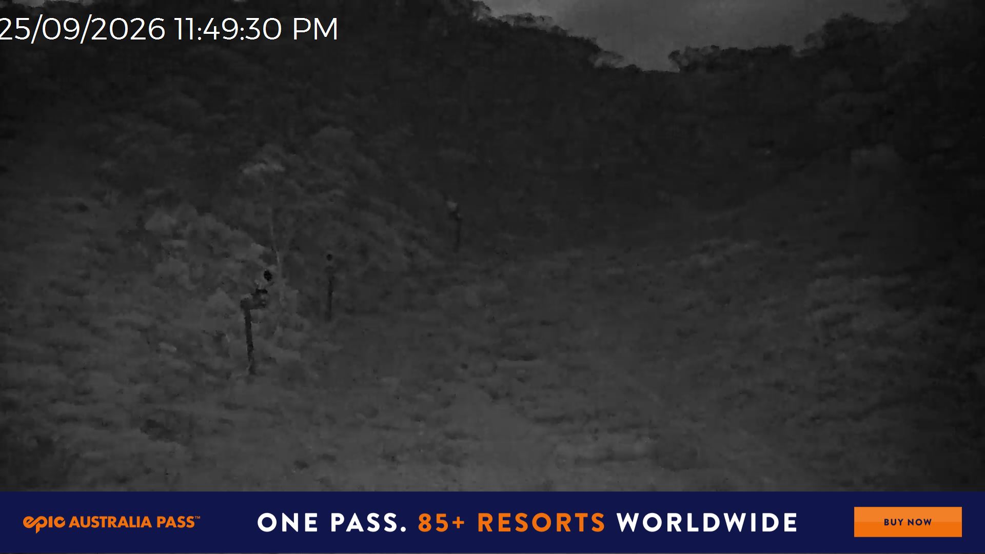 Mt Hotham Snake Gully snow cam captured at 25 September 2026 at 11:50 pm AEST