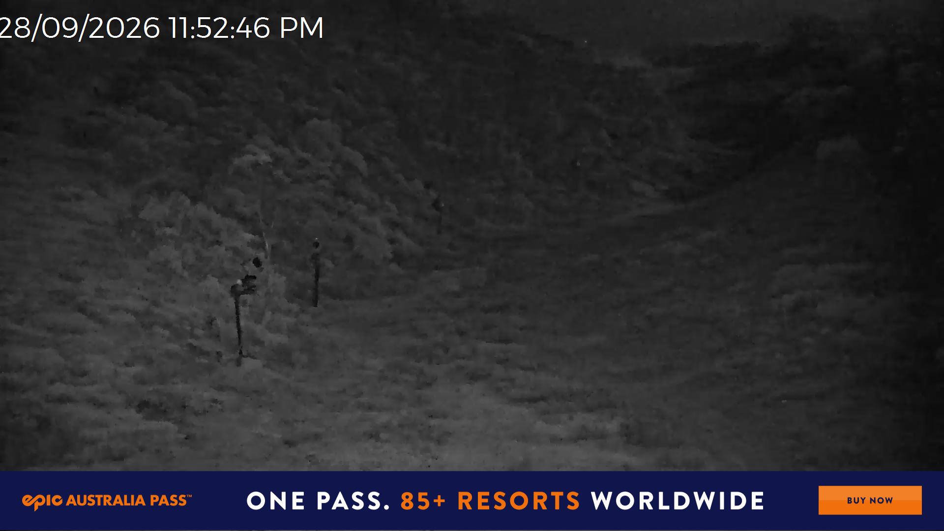 Mt Hotham Snake Gully snow cam captured at 28 September 2026 at 11:53 pm AEST