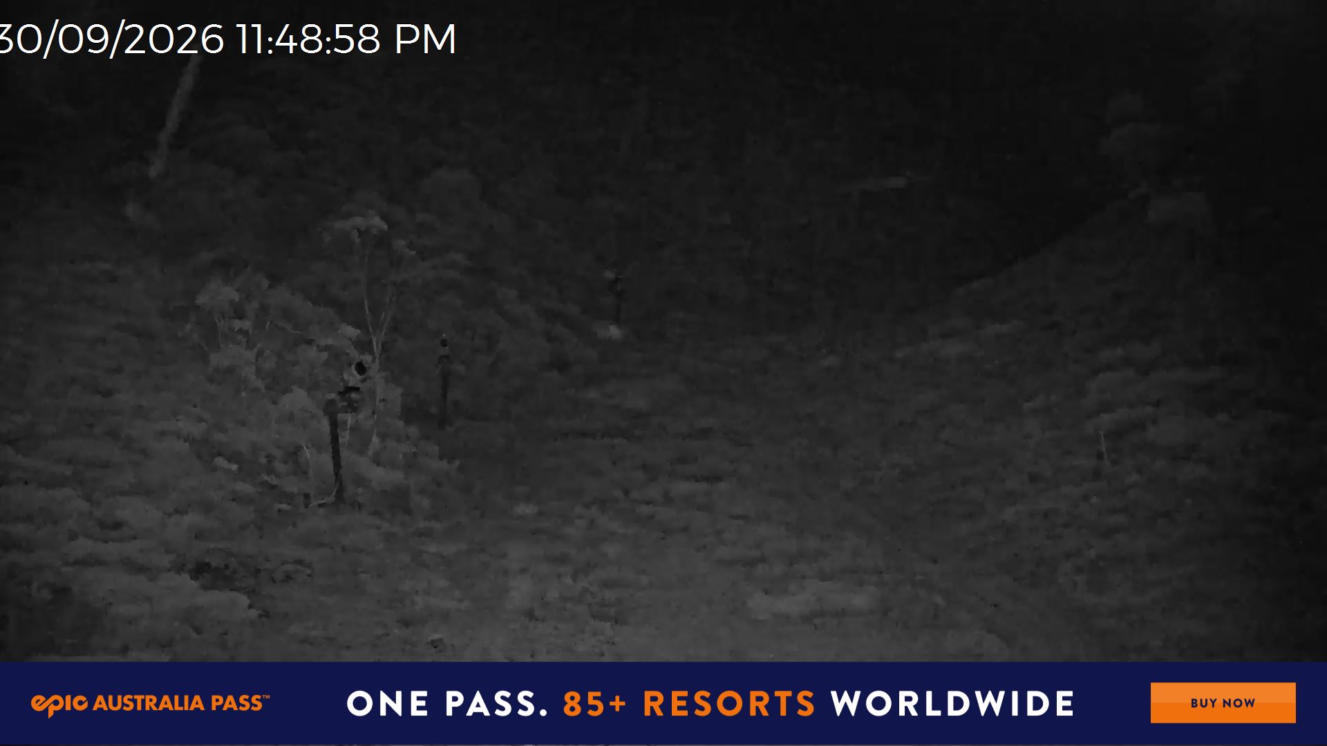 Mt Hotham Snake Gully snow cam captured at 30 September 2026 at 11:49 pm AEST