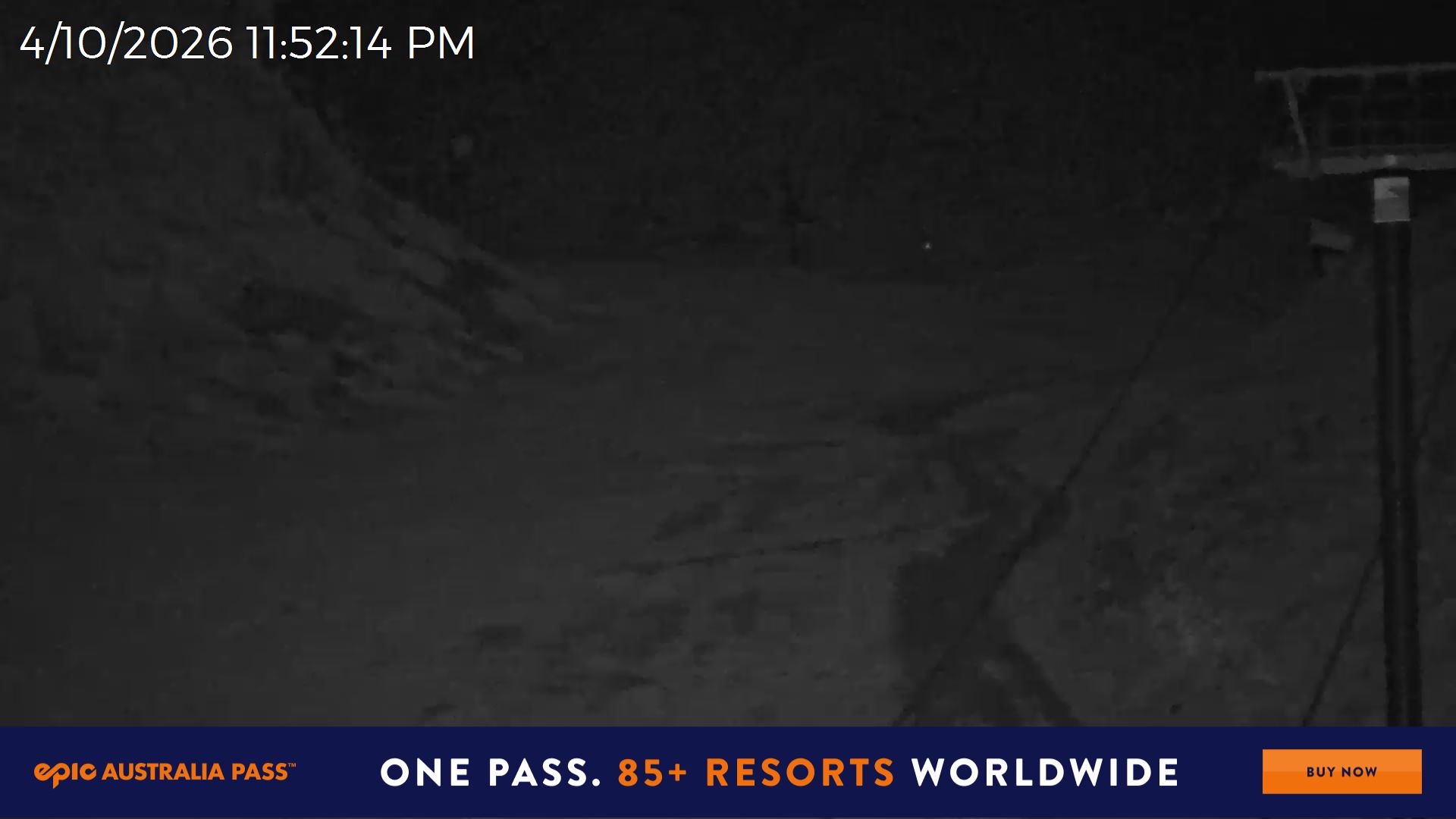 Mt Hotham Snake Gully snow cam captured at 4 October 2026 at 11:52 pm AEDT