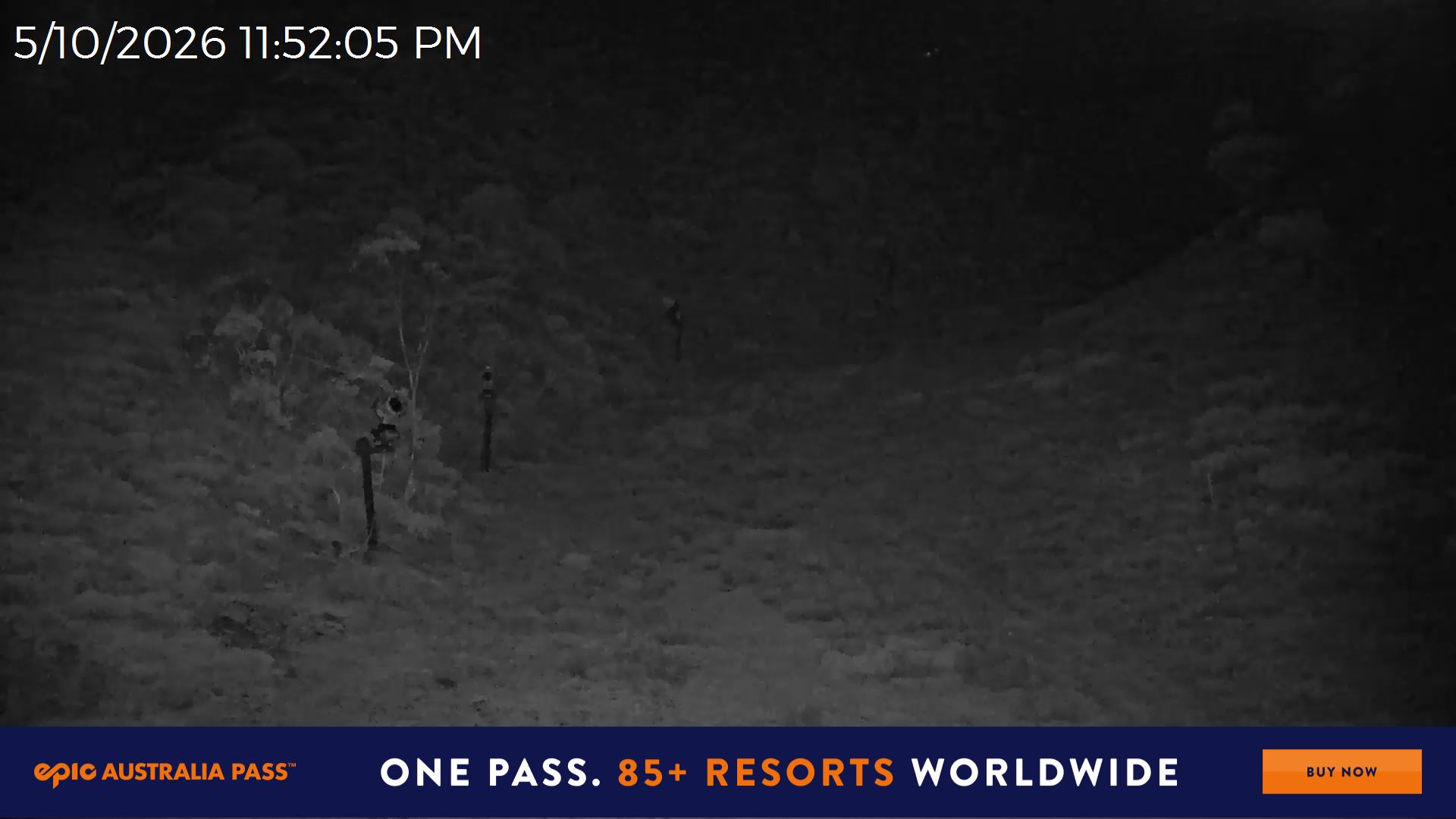 Mt Hotham Snake Gully snow cam captured at 5 October 2026 at 11:53 pm AEDT