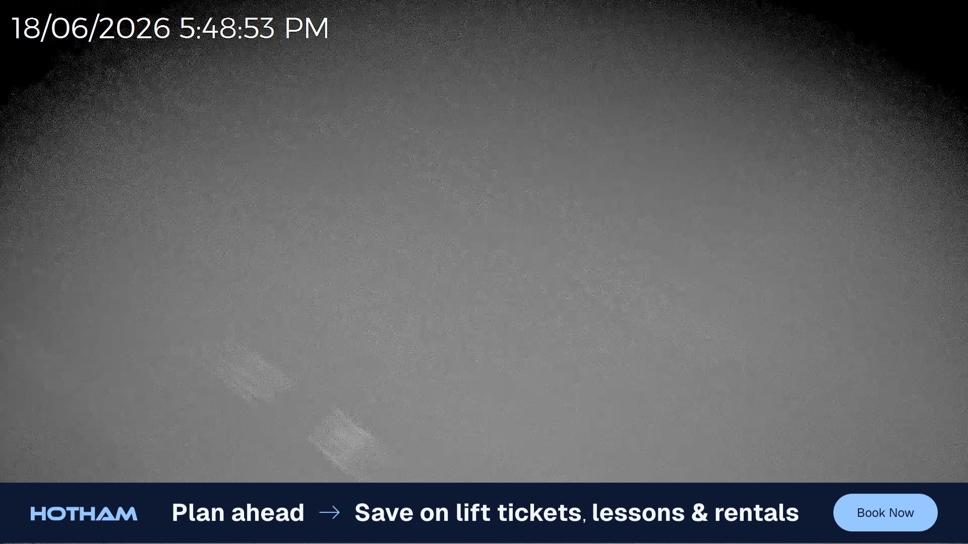 Mt Hotham Razorback snow cam captured at 18 June 2026 at 5:49 pm AEST