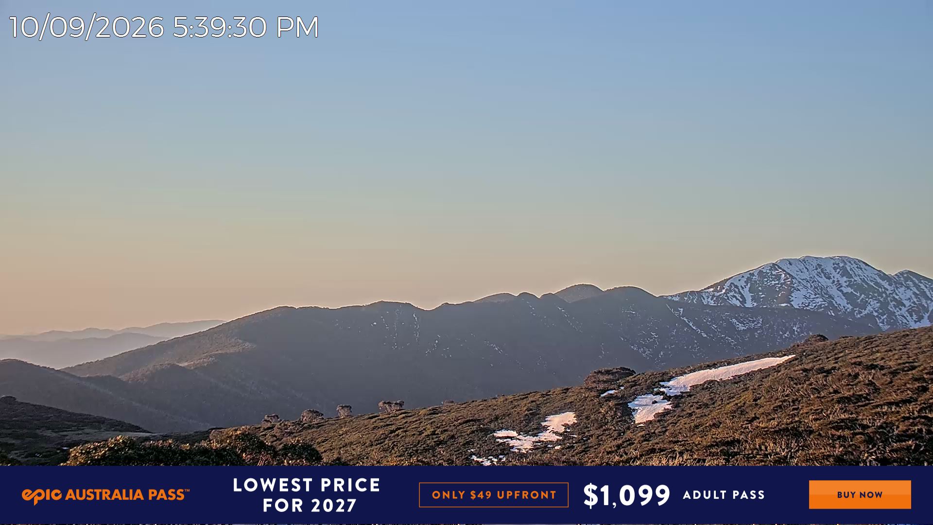 Mt Hotham Razorback snow cam captured at 10 September 2026 at 5:45 pm AEST