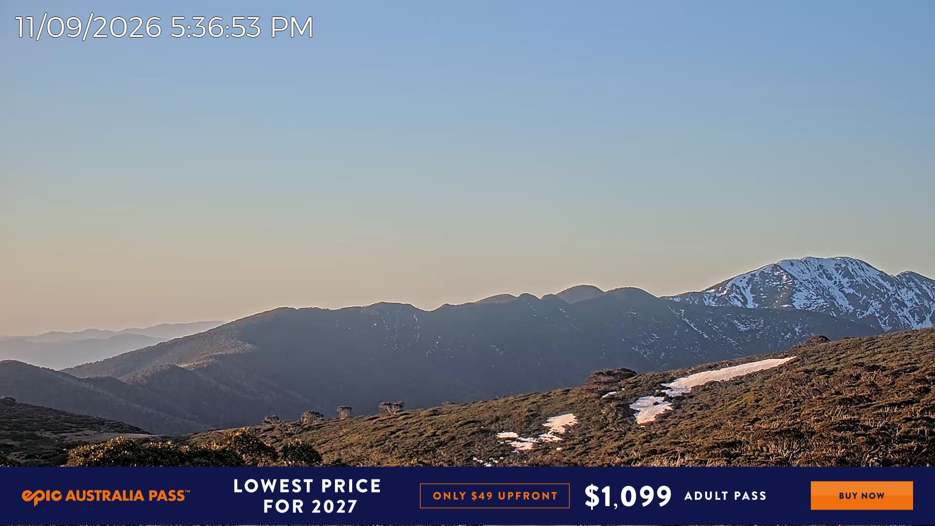 Mt Hotham Razorback snow cam captured at 11 September 2026 at 5:47 pm AEST