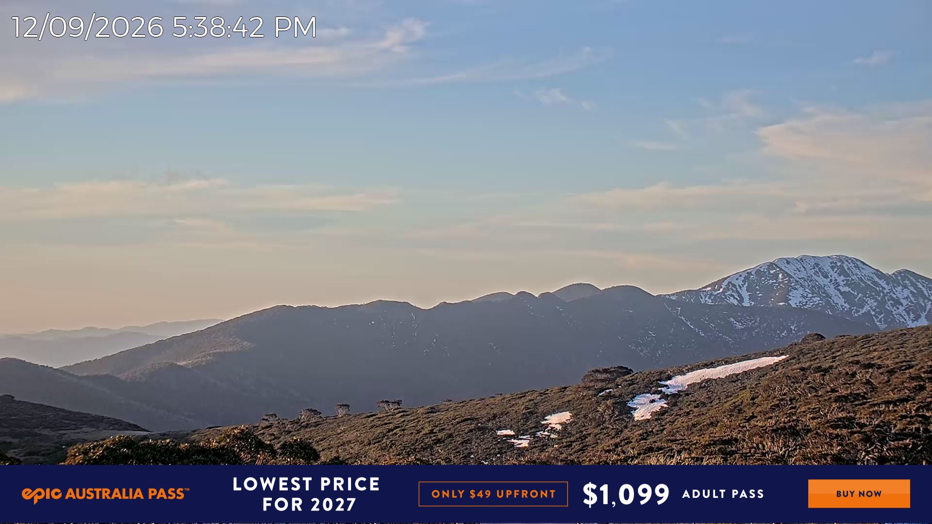 Mt Hotham Razorback snow cam captured at 12 September 2026 at 5:48 pm AEST