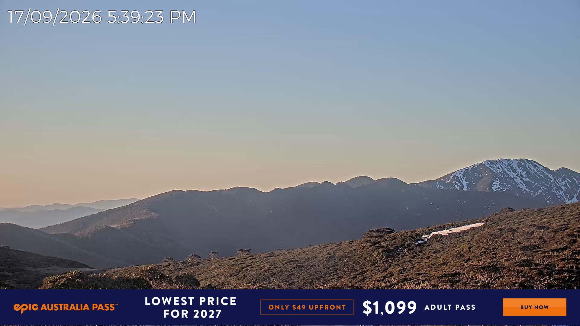 Mt Hotham Razorback snow cam captured at 17 September 2026 at 5:44 pm AEST