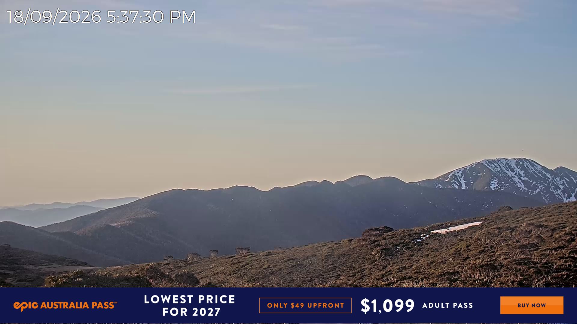 Mt Hotham Razorback snow cam captured at 18 September 2026 at 5:45 pm AEST