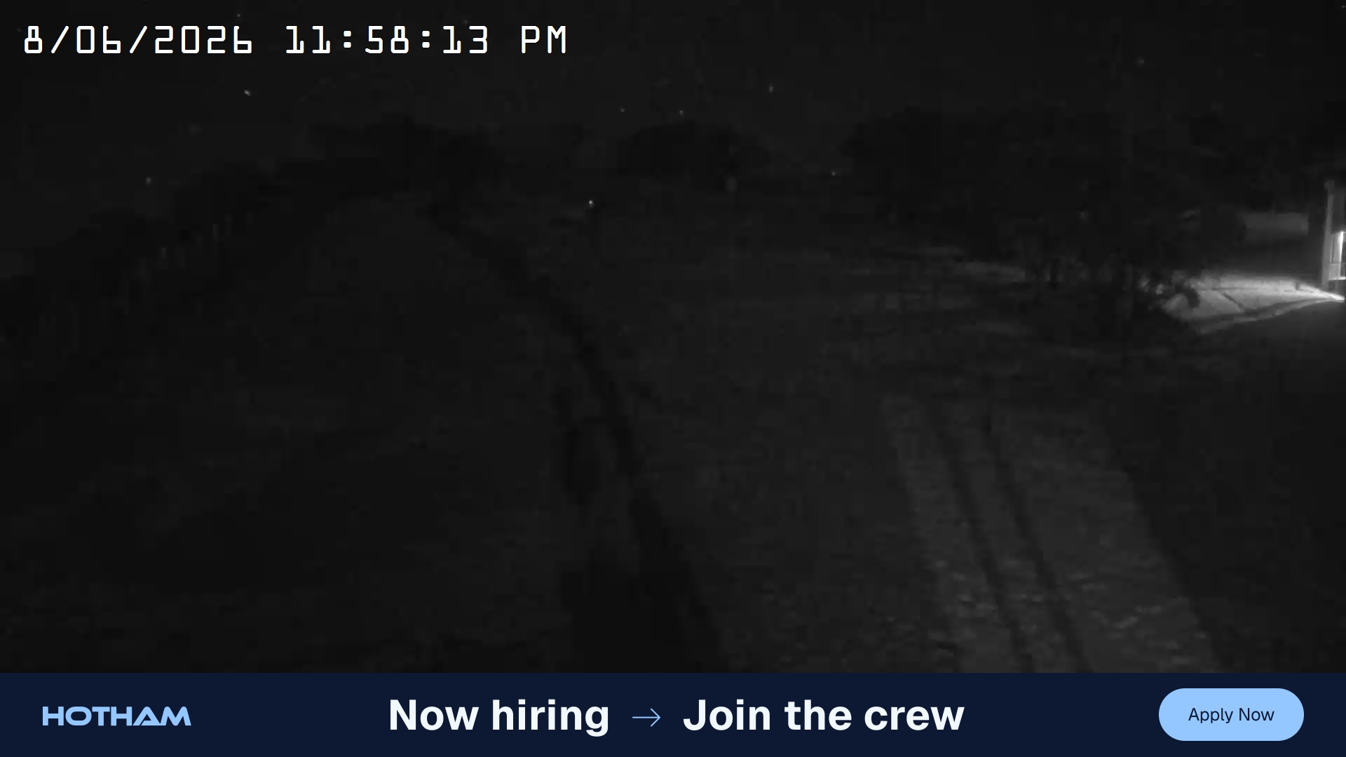 Mt Hotham Big D snow cam captured at 8 June 2026 at 11:59 pm AEST