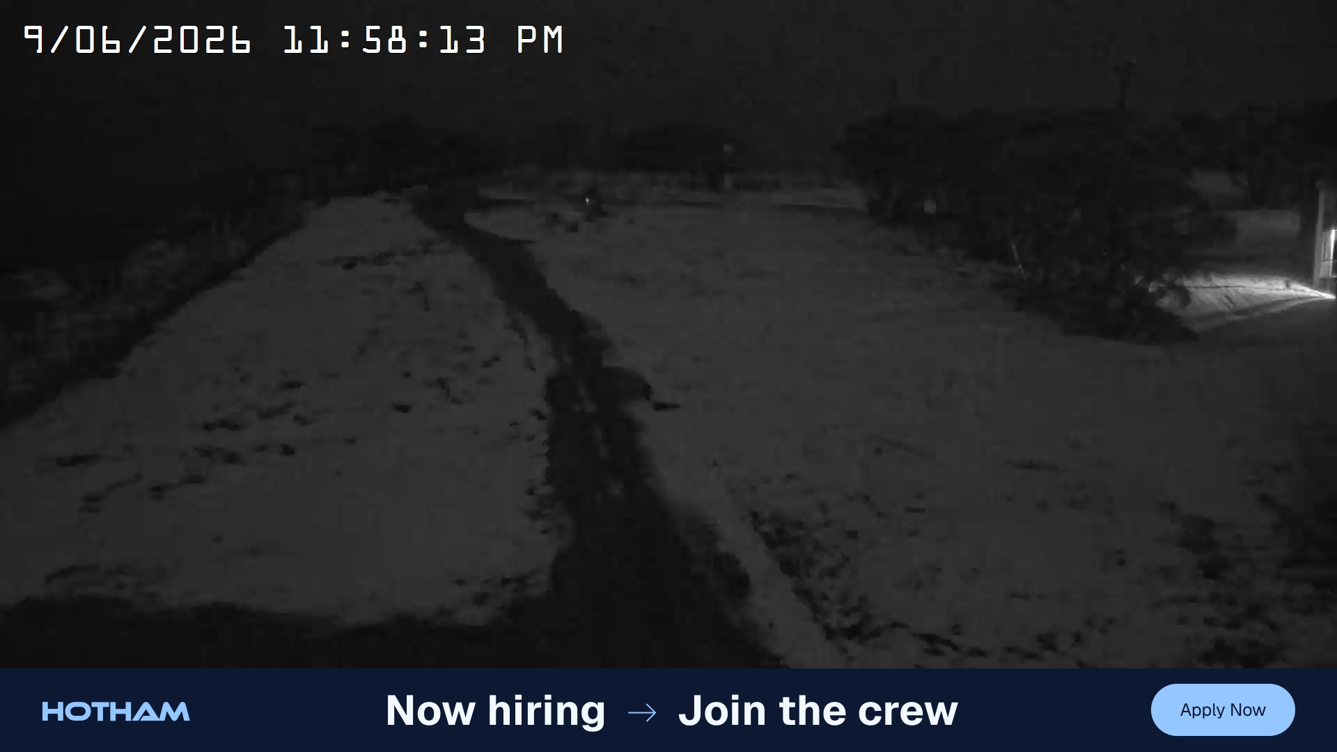 Mt Hotham Big D snow cam captured at 9 June 2026 at 11:59 pm AEST