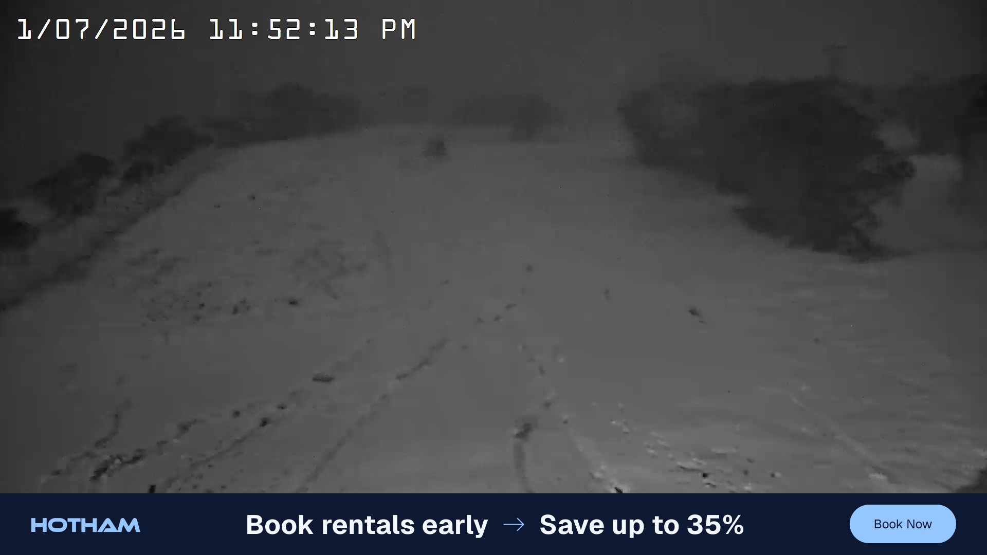 Mt Hotham Big D snow cam captured at 1 July 2026 at 11:52 pm AEST