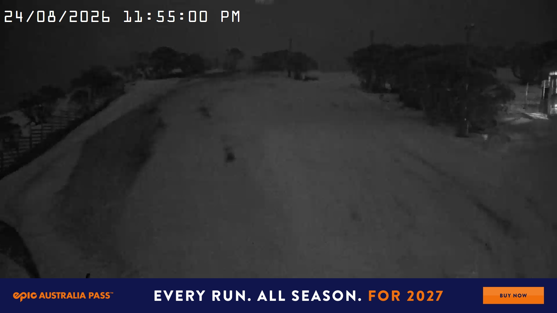 Mt Hotham Big D snow cam captured at 24 August 2026 at 11:55 pm AEST