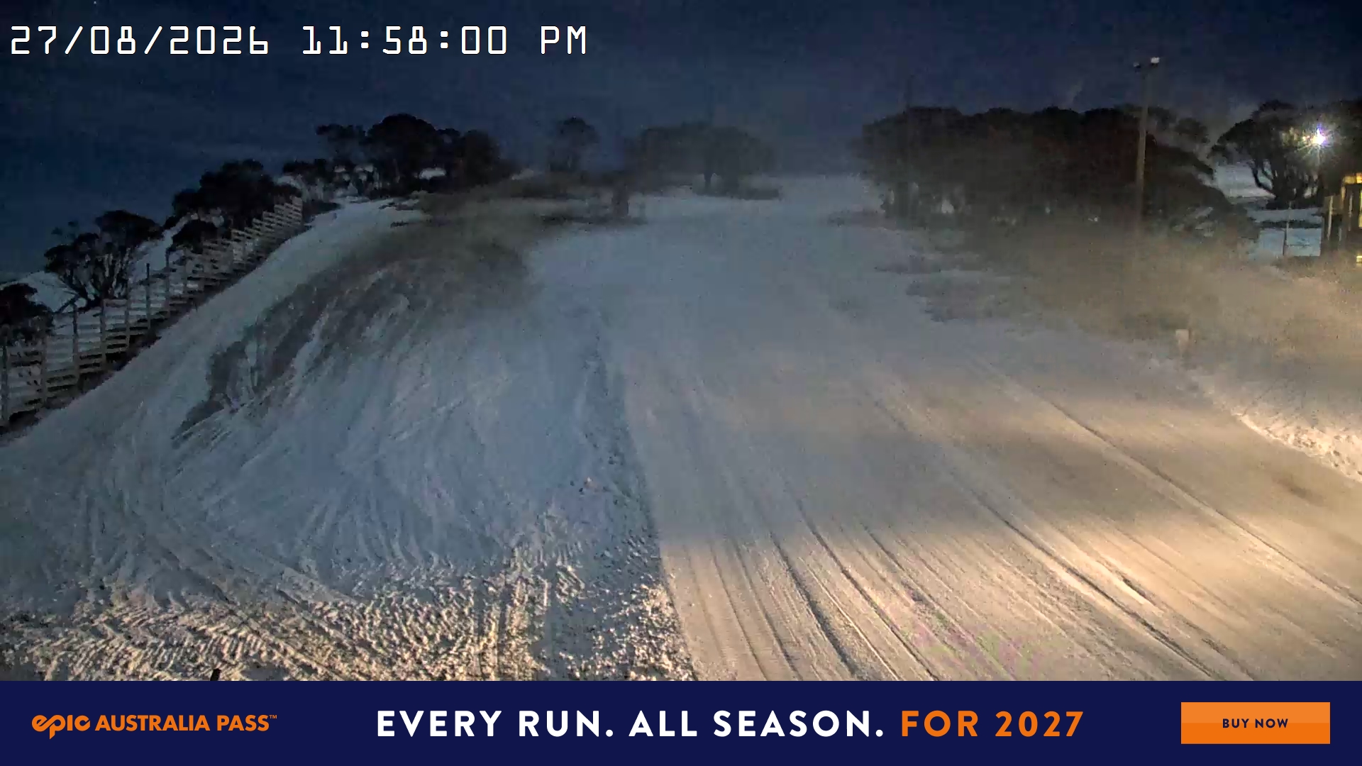 Mt Hotham Big D snow cam captured at 27 August 2026 at 11:58 pm AEST