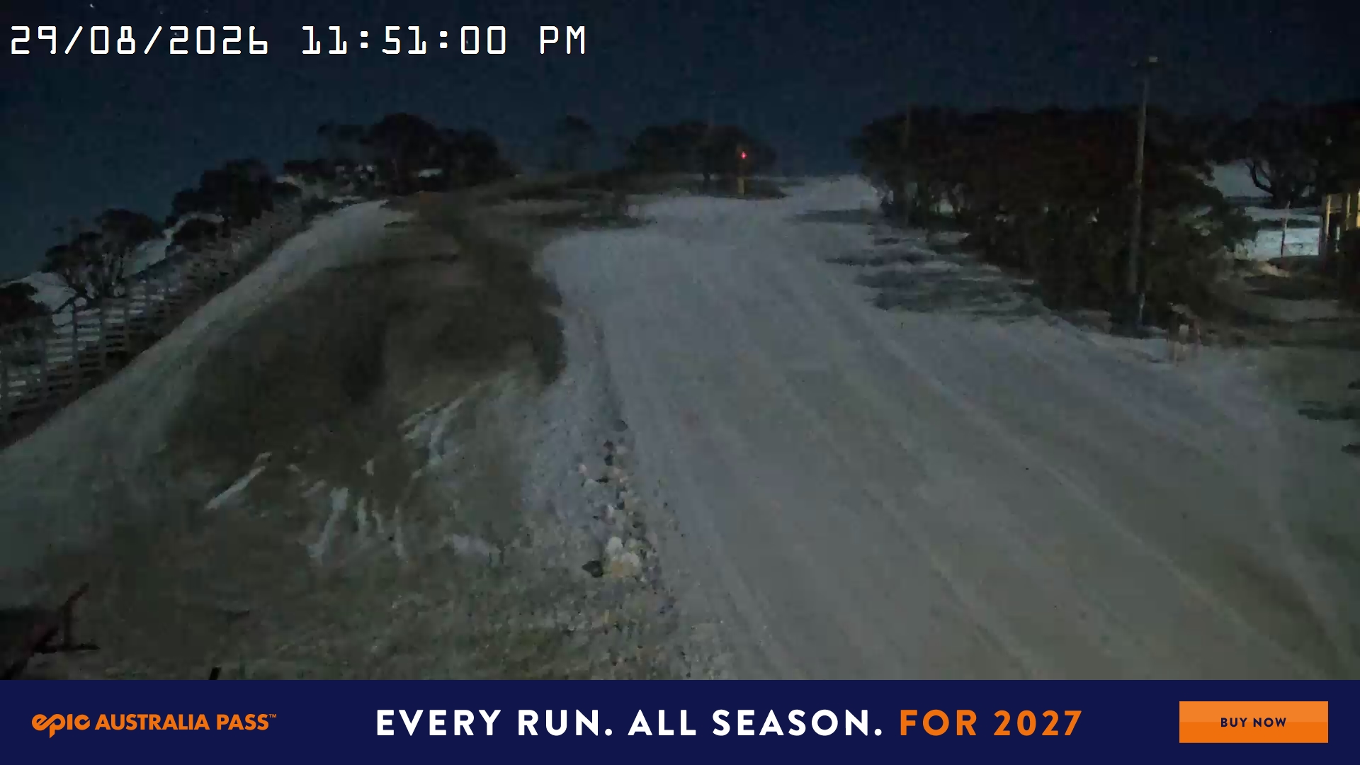 Mt Hotham Big D snow cam captured at 29 August 2026 at 11:51 pm AEST