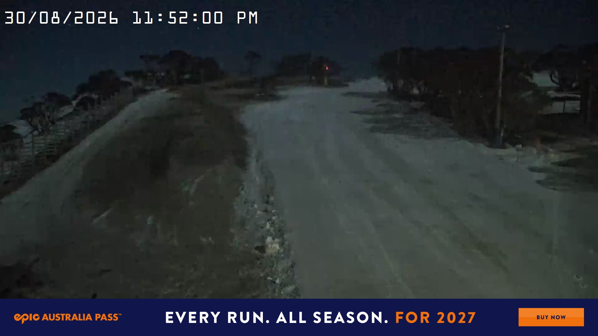 Mt Hotham Big D snow cam captured at 30 August 2026 at 11:52 pm AEST