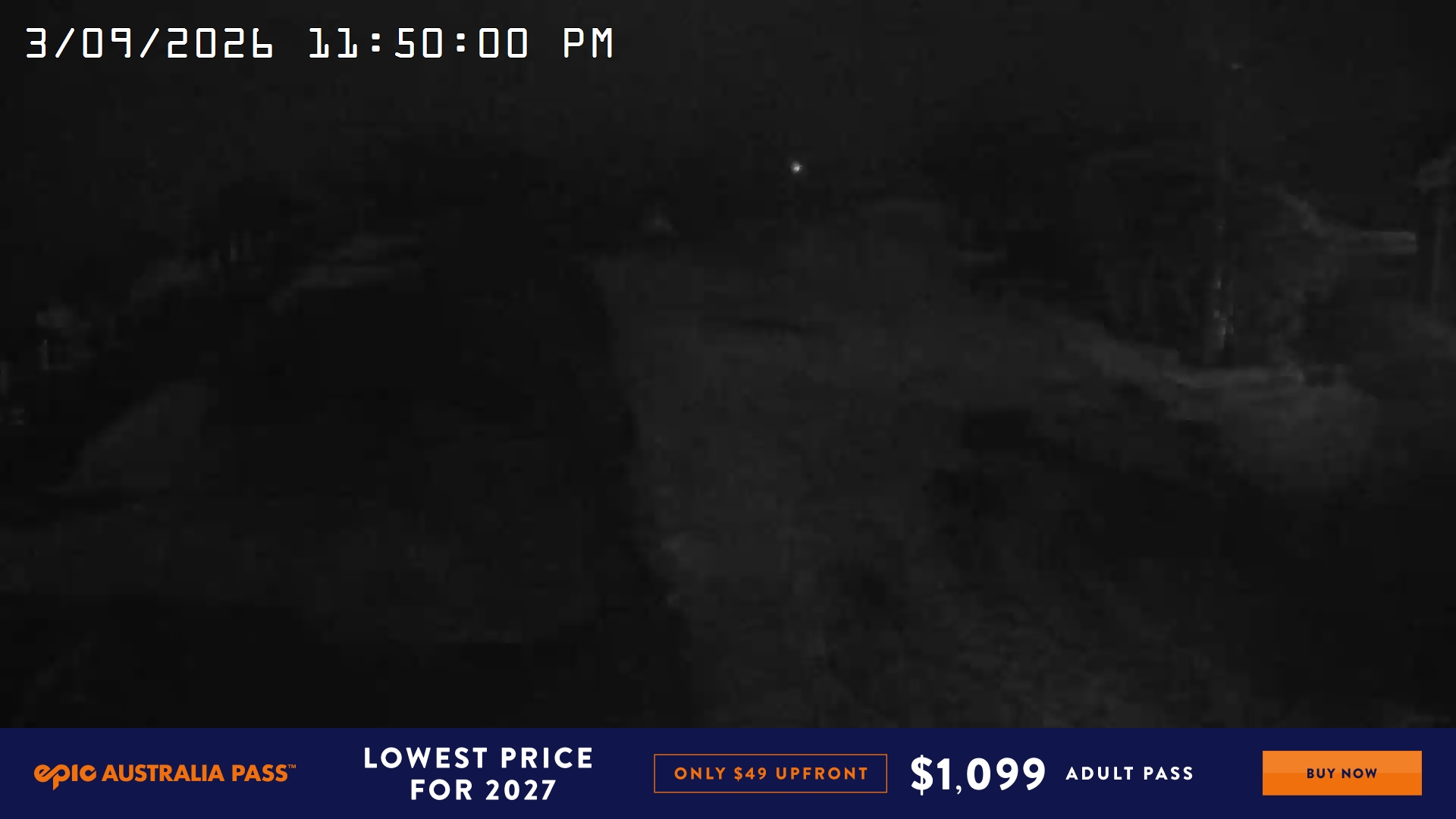 Mt Hotham Big D snow cam captured at 3 September 2026 at 11:50 pm AEST