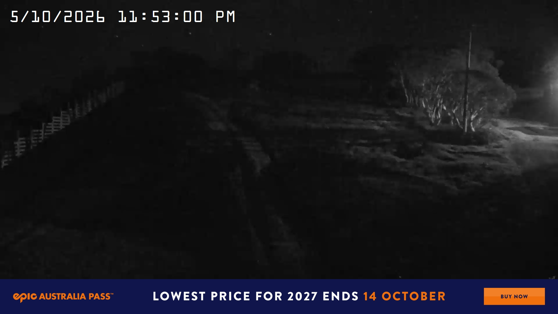 Mt Hotham Big D snow cam captured at 5 October 2026 at 11:53 pm AEDT