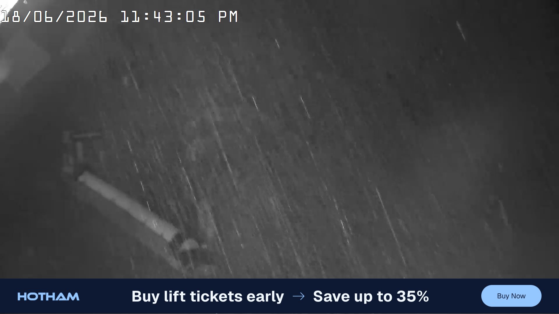 Mt Hotham Pup's and Sun Run snow cam captured at 18 June 2026 at 11:47 pm AEST