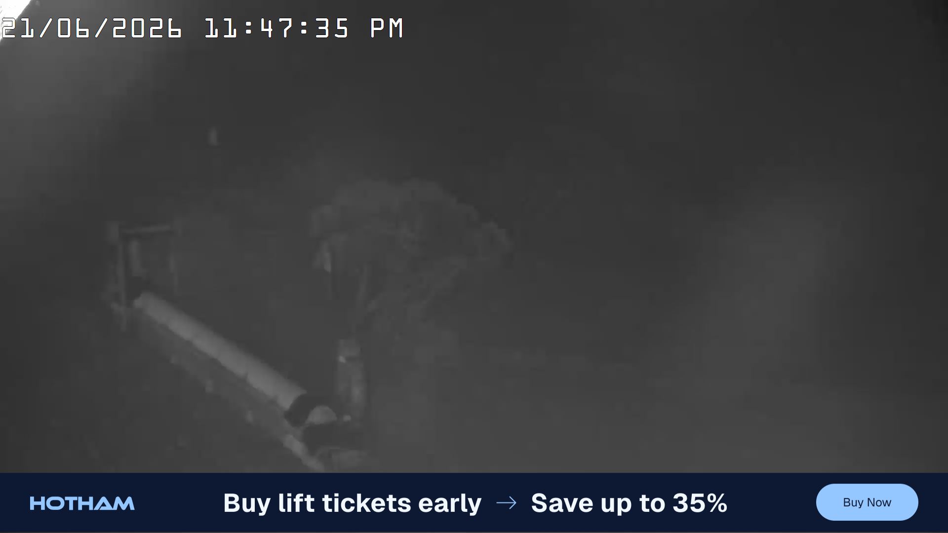 Mt Hotham Pup's and Sun Run snow cam captured at 21 June 2026 at 11:52 pm AEST