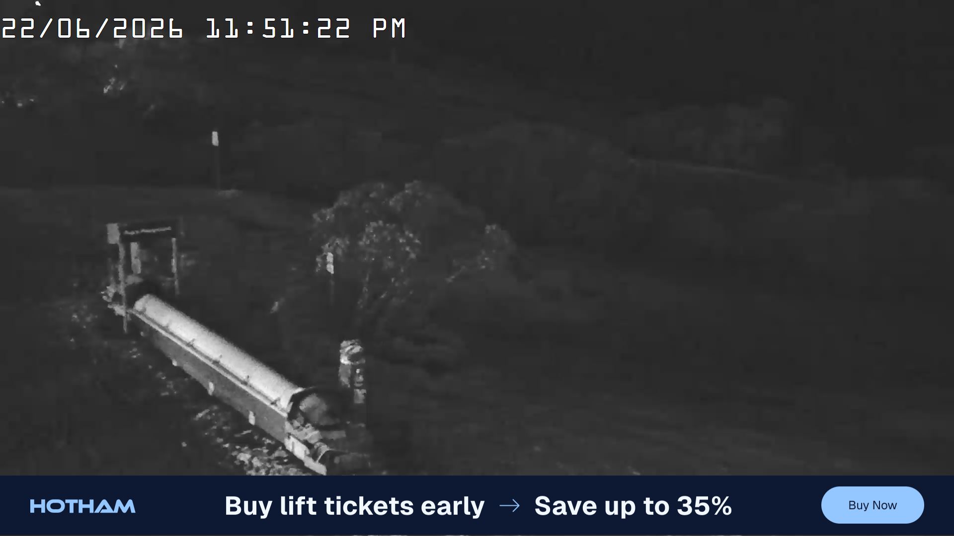 Mt Hotham Pup's and Sun Run snow cam captured at 22 June 2026 at 11:52 pm AEST