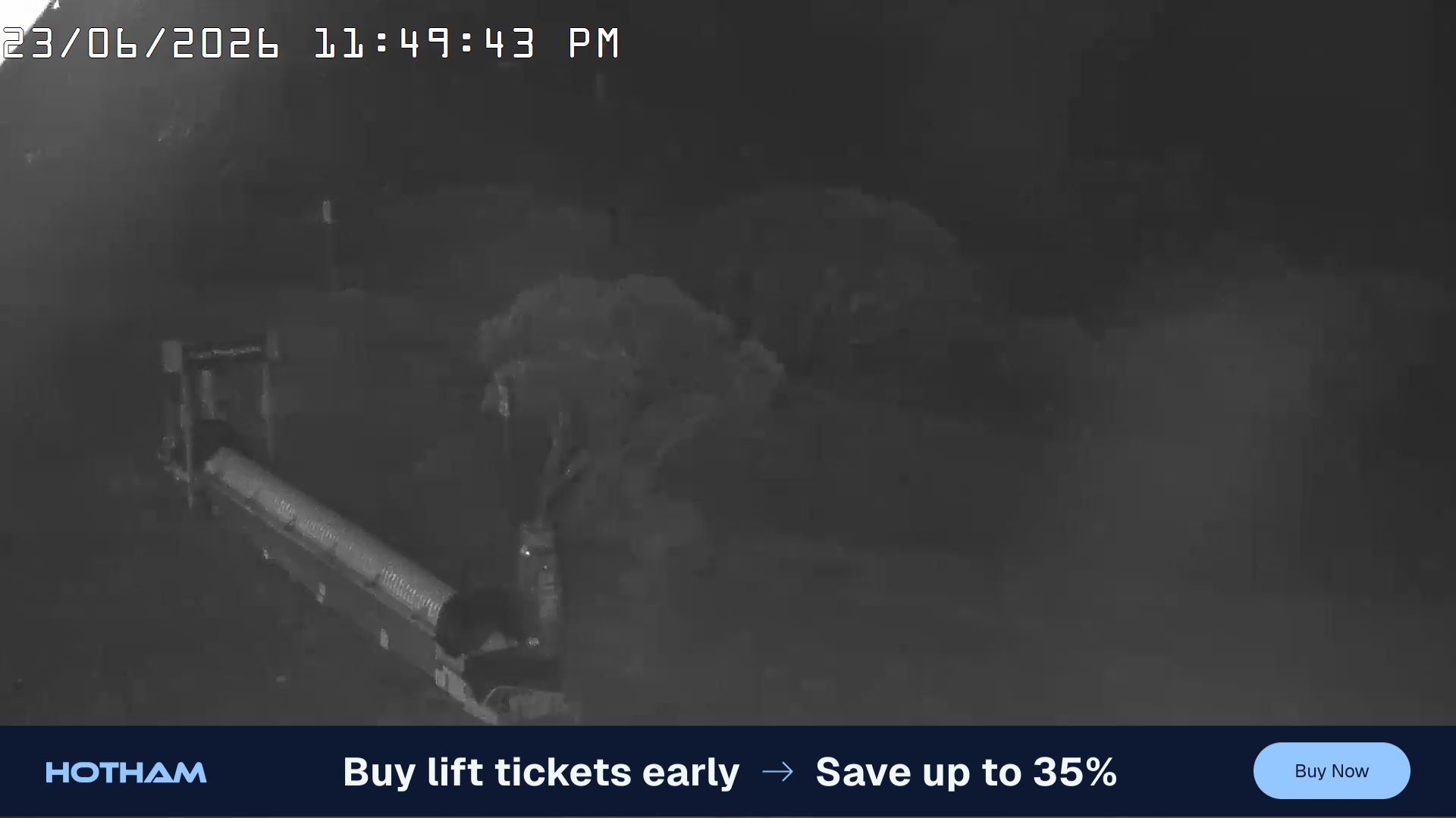 Mt Hotham Pup's and Sun Run snow cam captured at 23 June 2026 at 11:52 pm AEST