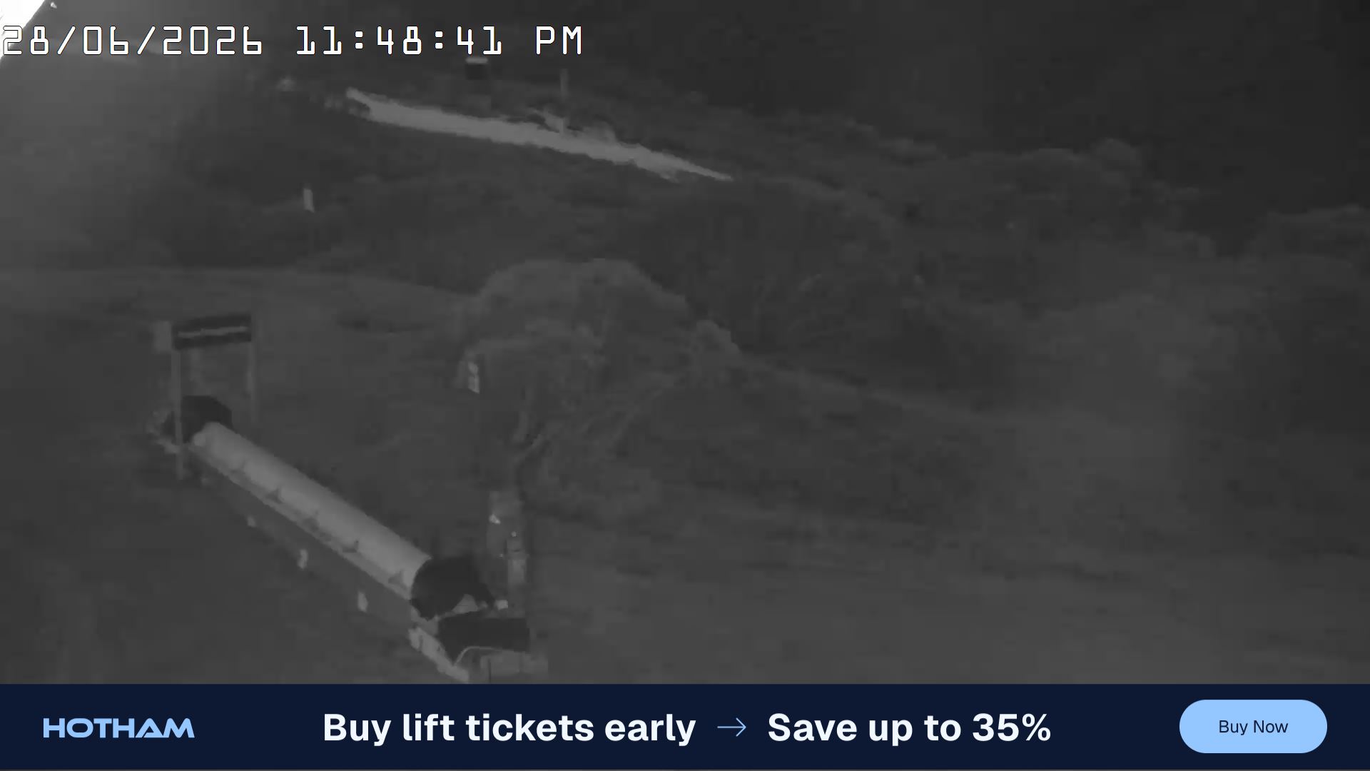 Mt Hotham Pup's and Sun Run snow cam captured at 28 June 2026 at 11:49 pm AEST