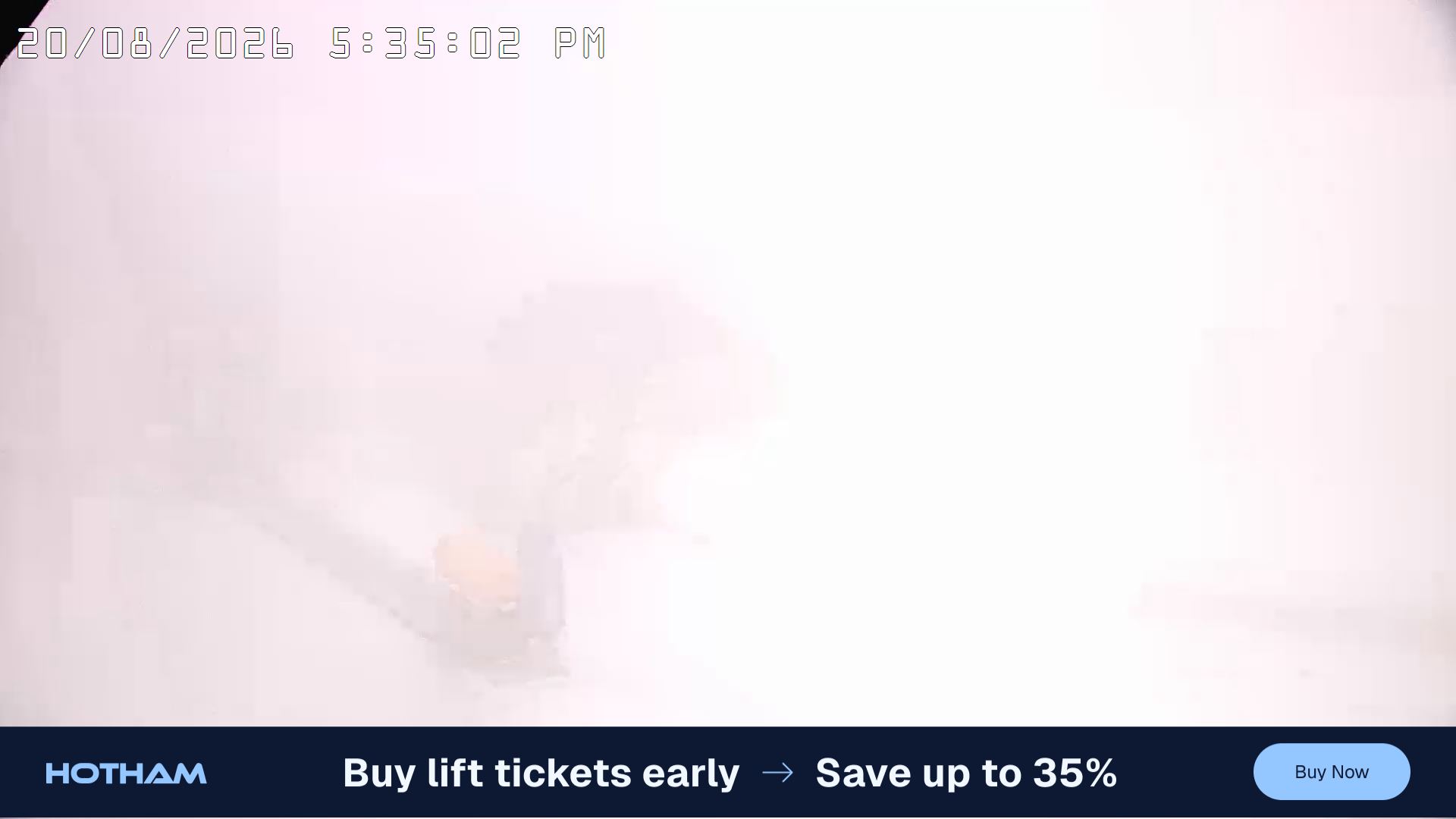 Mt Hotham Pup's and Sun Run snow cam captured at 20 August 2026 at 5:37 pm AEST