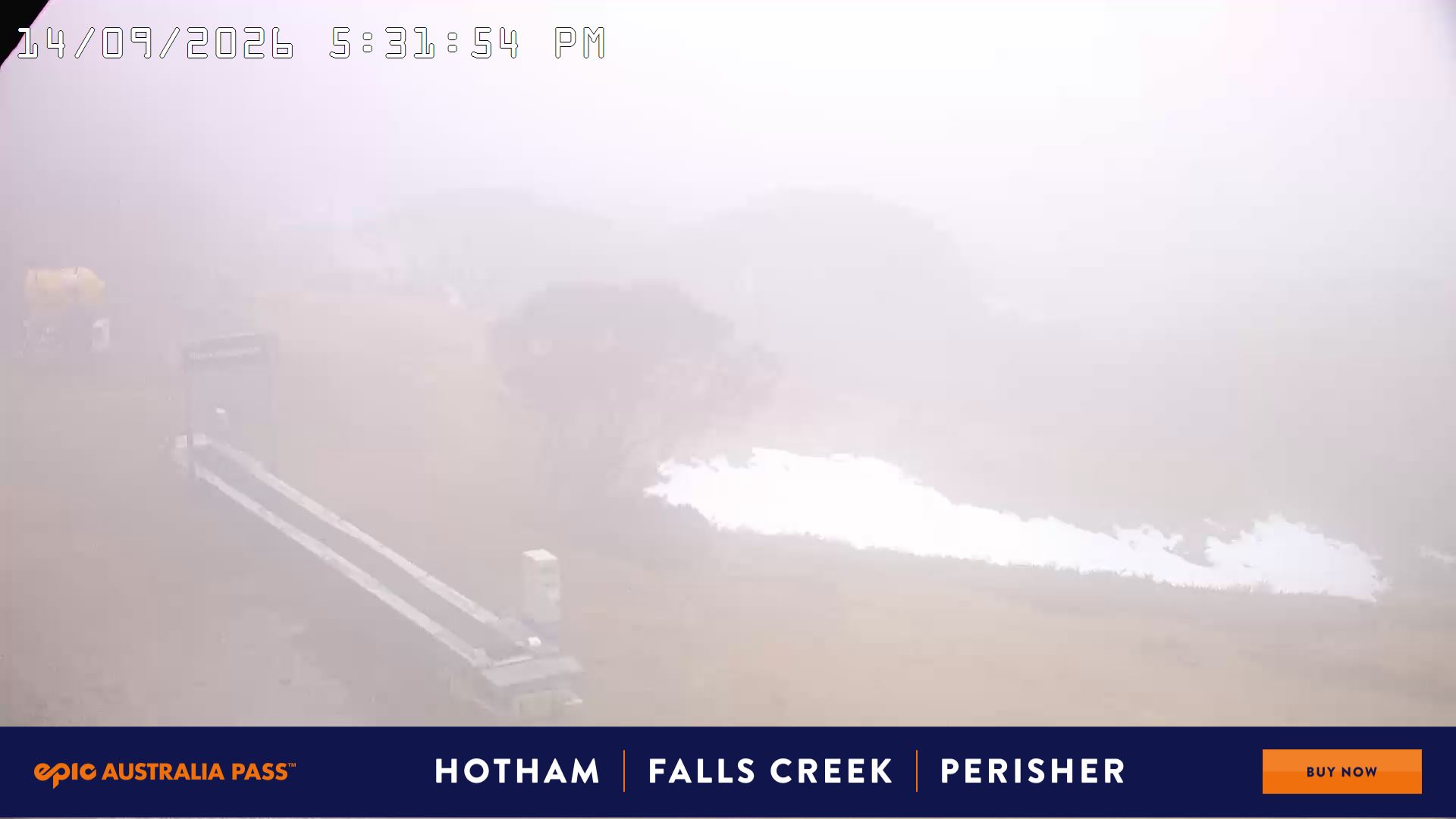 Mt Hotham Pup's and Sun Run snow cam captured at 14 September 2026 at 5:41 pm AEST