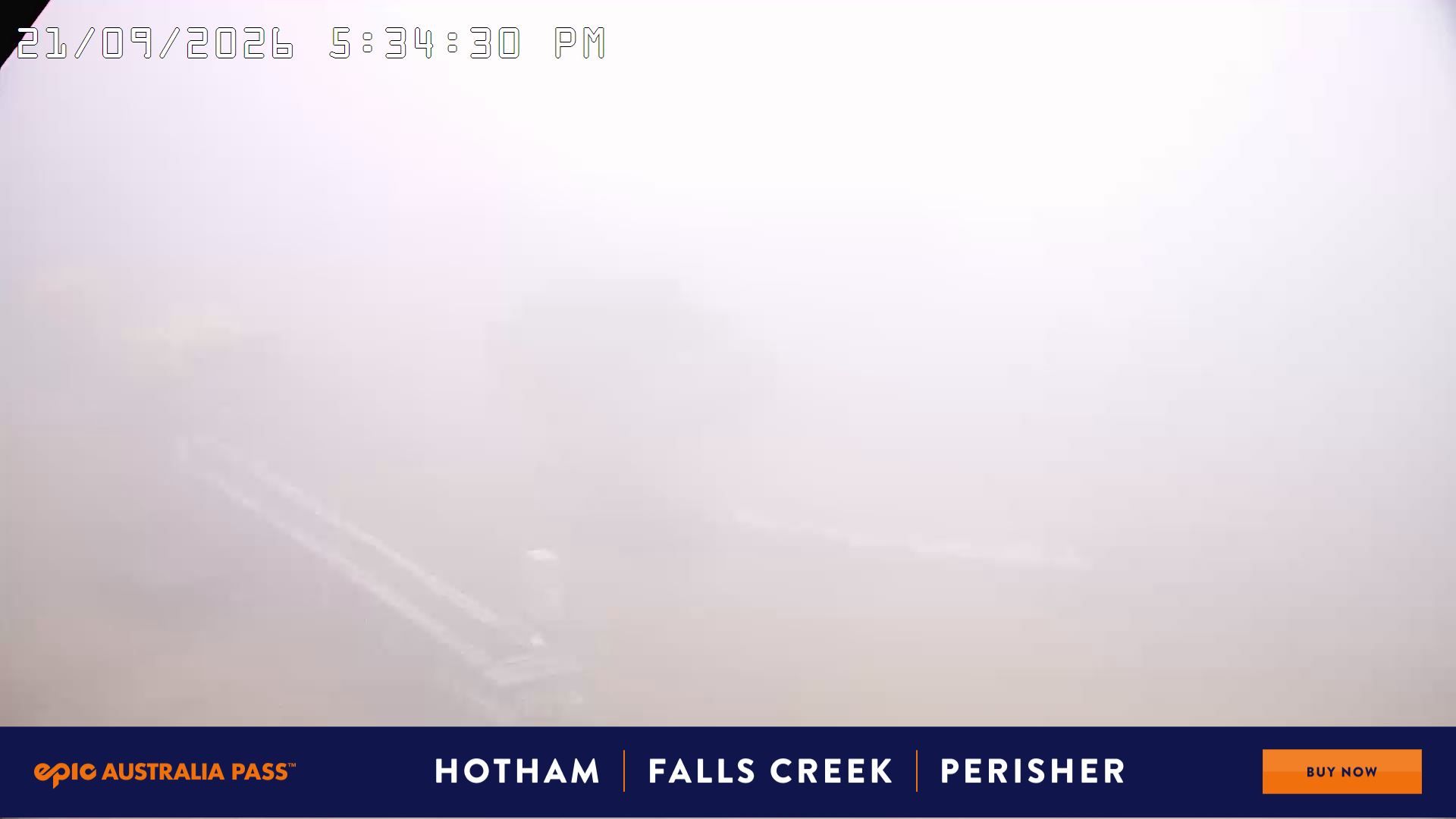 Mt Hotham Pup's and Sun Run snow cam captured at 21 September 2026 at 5:41 pm AEST