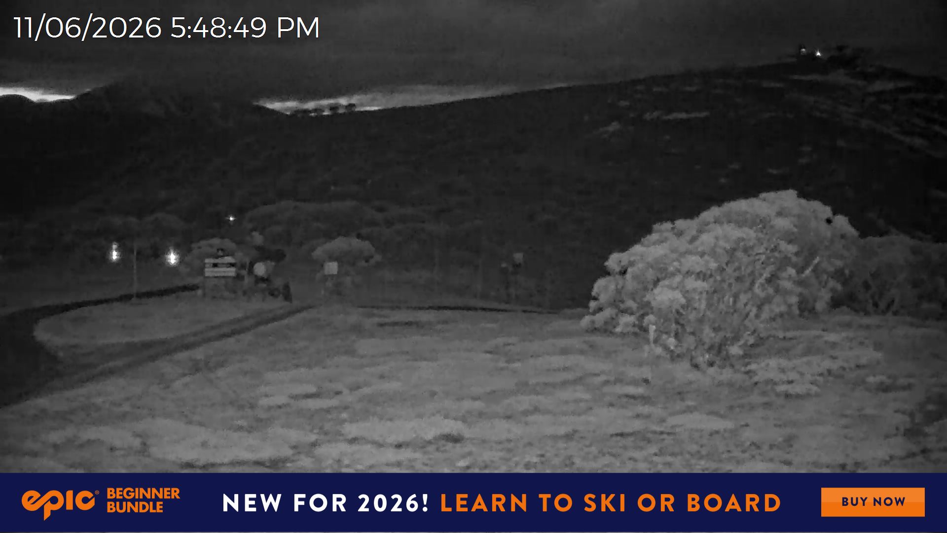 Mt Hotham Skating Rink snow cam captured at 11 June 2026 at 5:50 pm AEST