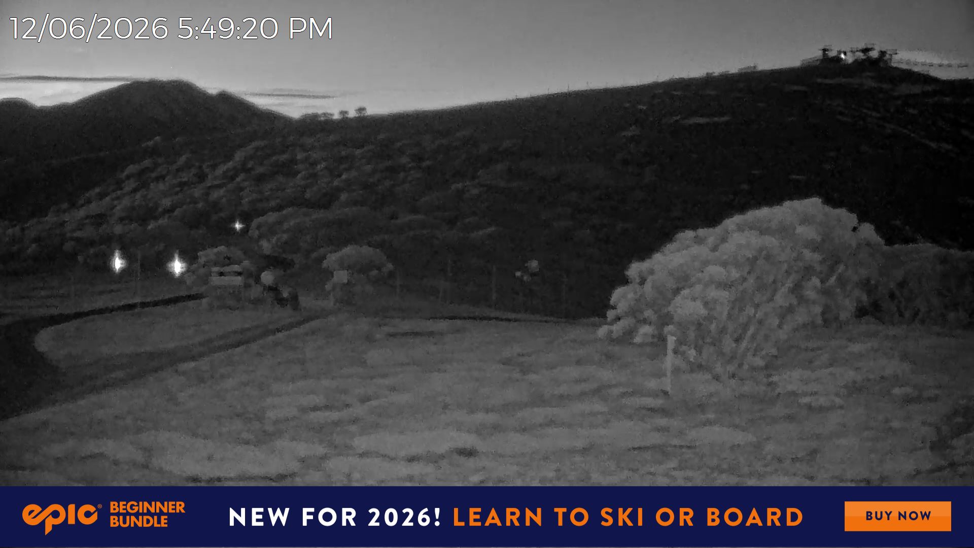 Mt Hotham Skating Rink snow cam captured at 12 June 2026 at 5:50 pm AEST
