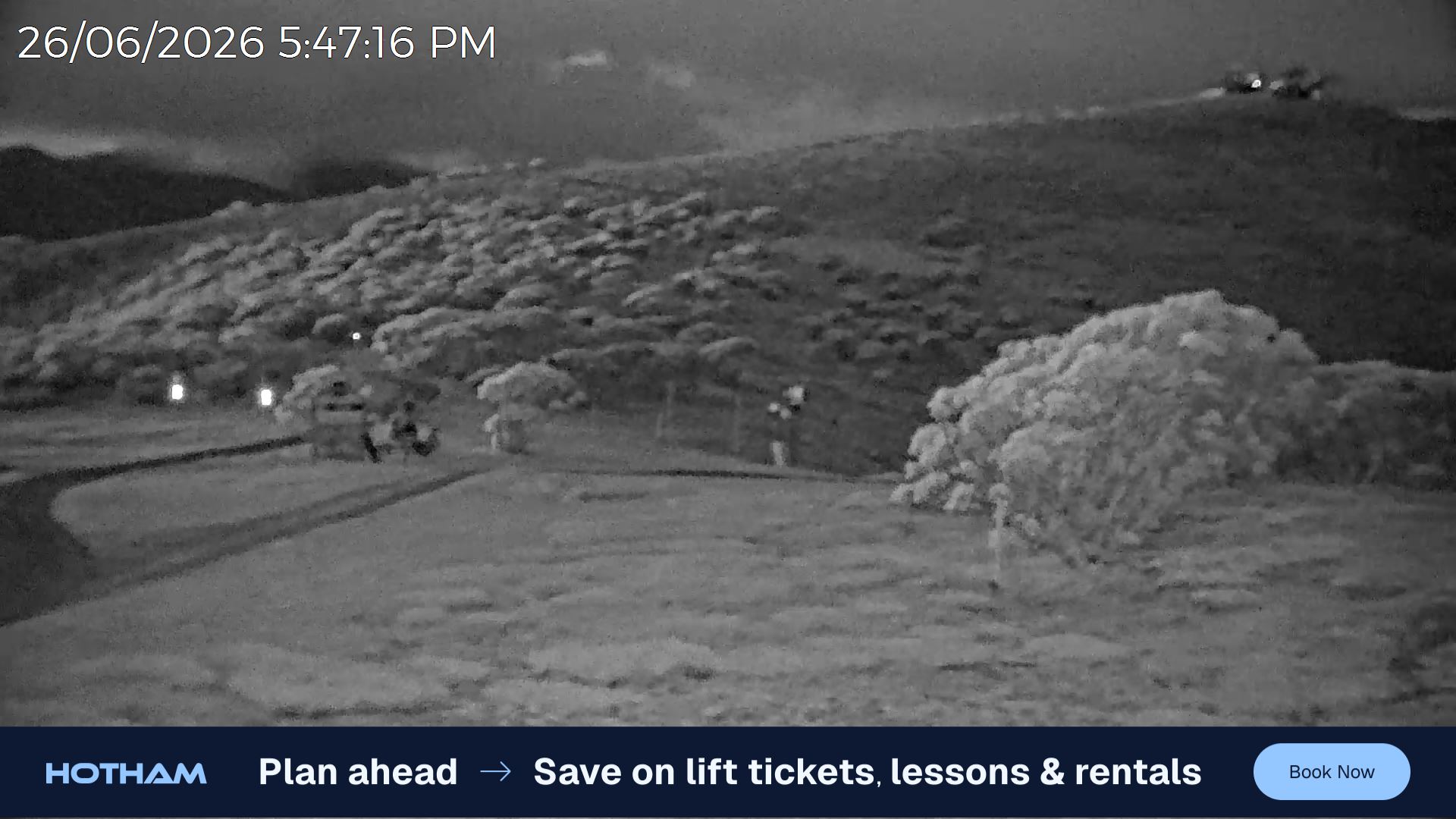 Mt Hotham Skating Rink snow cam captured at 26 June 2026 at 5:52 pm AEST