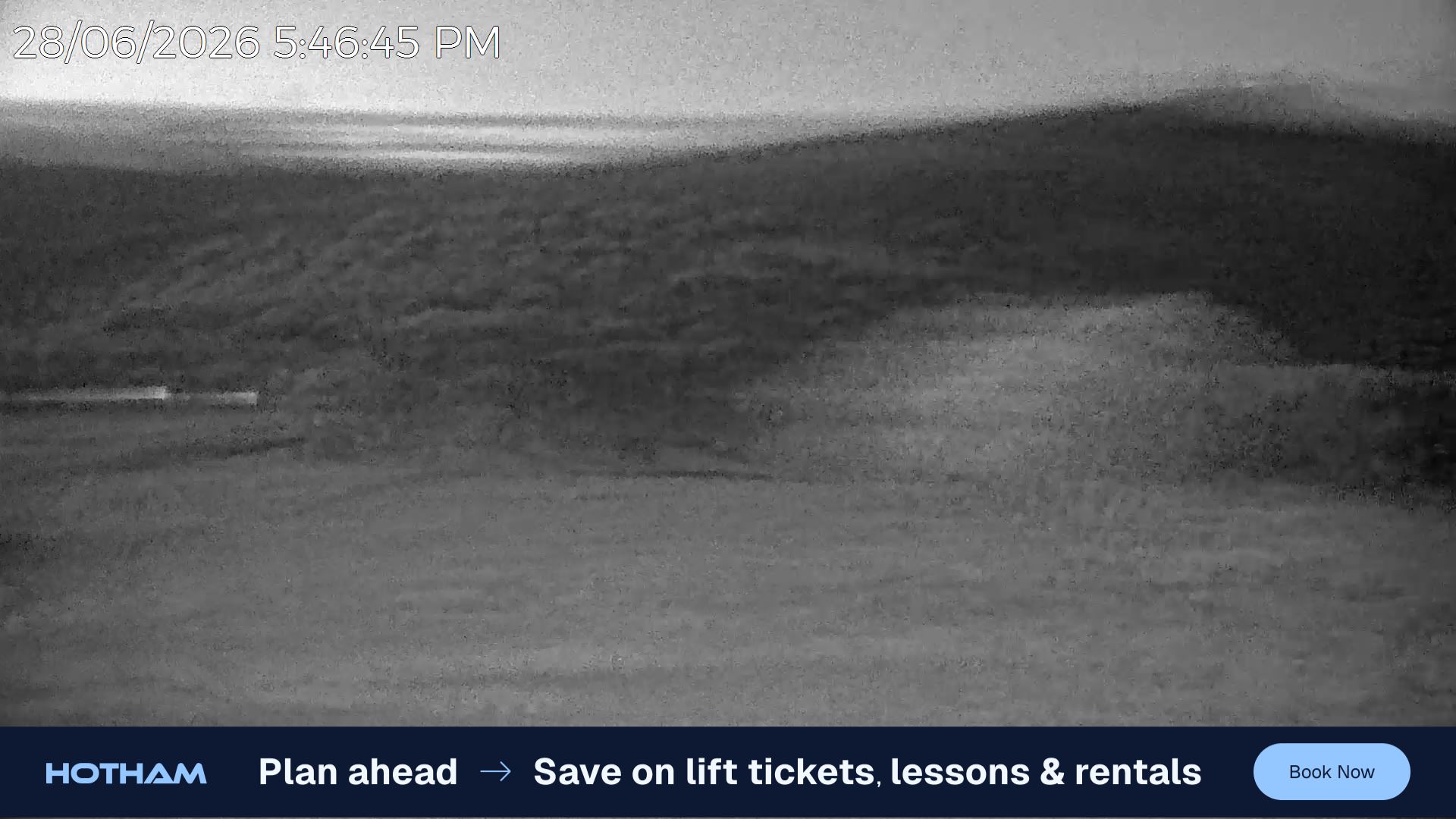 Mt Hotham Skating Rink snow cam captured at 28 June 2026 at 5:49 pm AEST